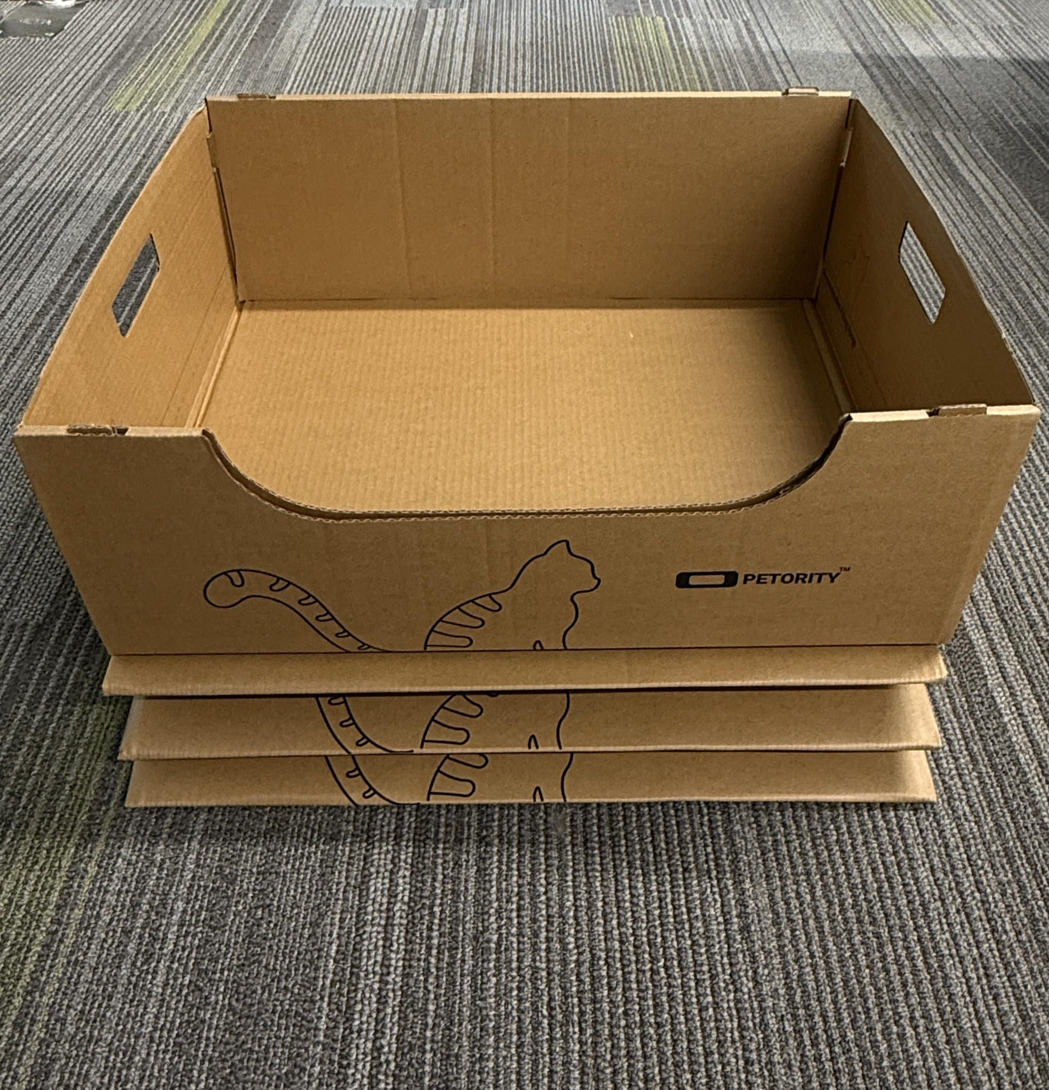 Jumbo Disposable Litter Boxes For Cats, 3-Pack, Portable Recycled Cardboard Cat Litter Box For Travel, Waterproof, Foldable (20.