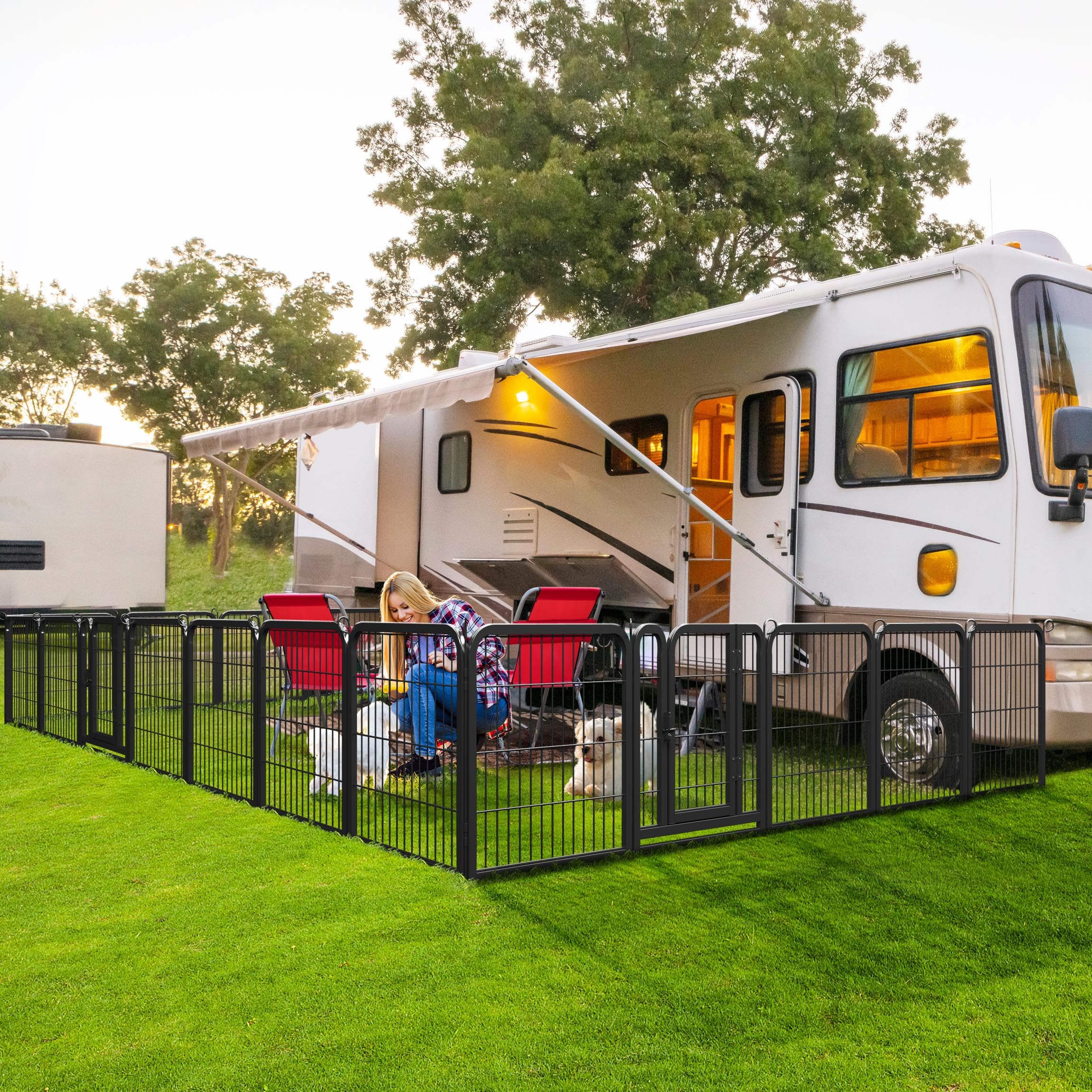 Yaheetech Dog Playpen Outdoor, 24 inch 16 Panels Dog Pen Indoor Heavy Duty Puppy Exercise Pen Metal Pet Fence for RV Camping/Yar