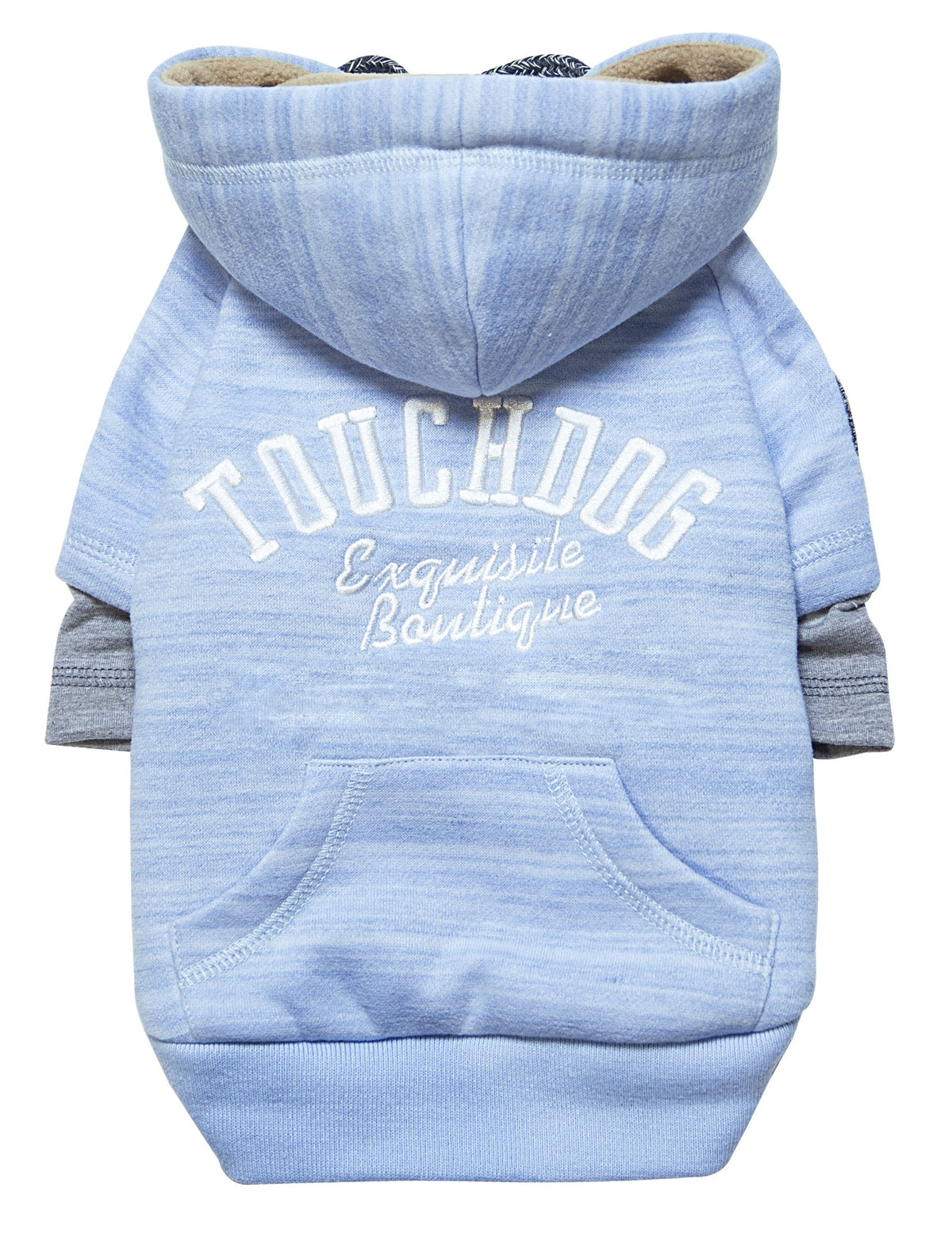 Touchdog 'Hampton Beach' Designer Fashion Ultra-Plush Sand Blasted Pet Dog Hooded Sweater Hoodie, Large, Blue