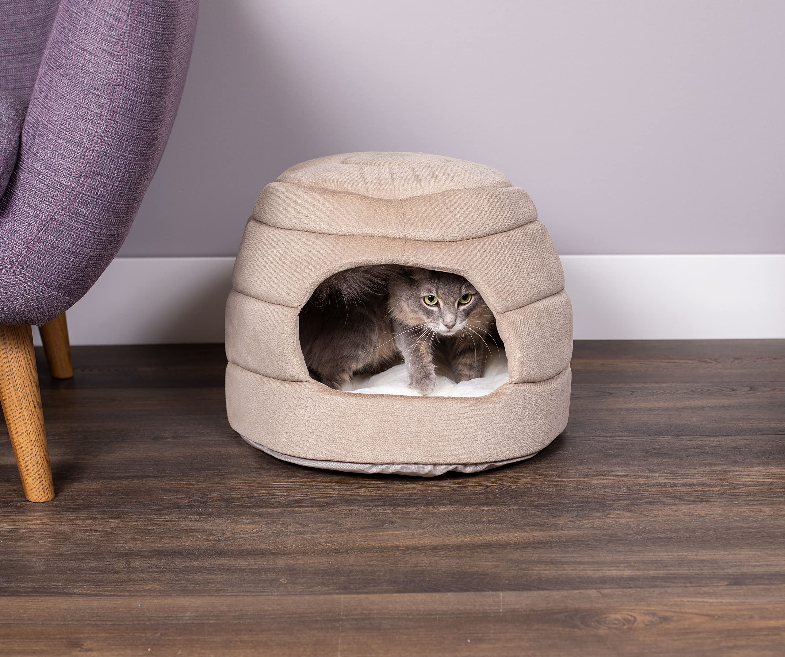 Birdrock Home 2 In 1 Pet Bed For Cats Or Small Dogs - Cozy Cat Cave Or Plush Dog Bed - Indoor Teepee House For Pets (15 Inch Wid