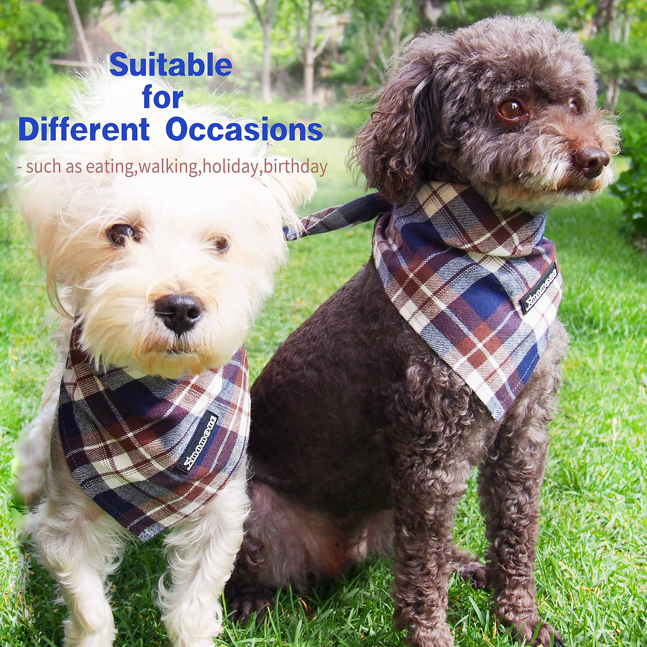 Adjustable Plaid Dog Bandanas,1Pc Soft Washable Cotton Triangle Bib Kerchief Scarfs For Small Medium Large Dogs And Cats (Fuchsi