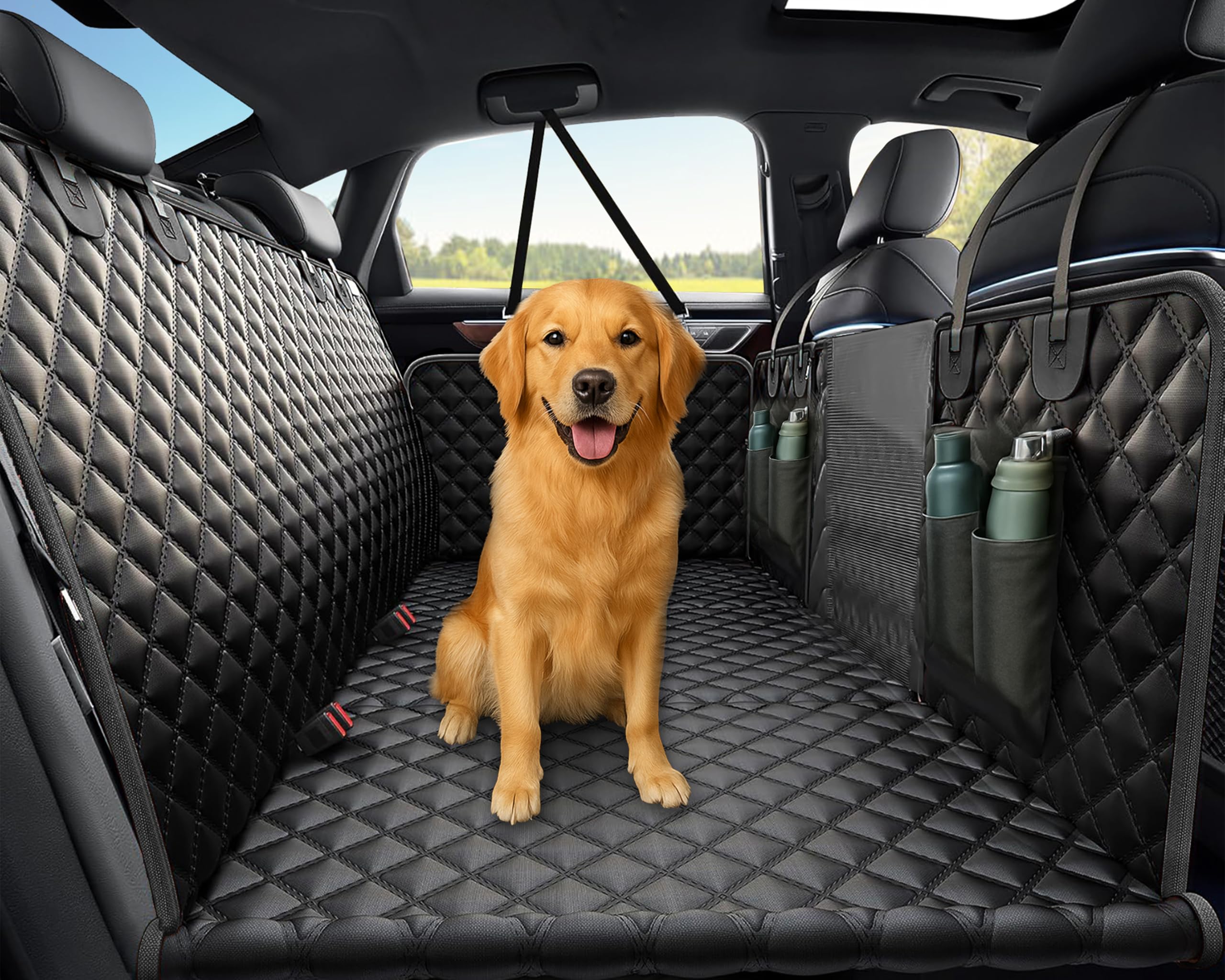 Dog Car Seat Cover For Back Seat - Waterproof Pet Hammock, Car Dog Bed & Back Seat Extender, Scratch-Resistant Seat Protector Fo
