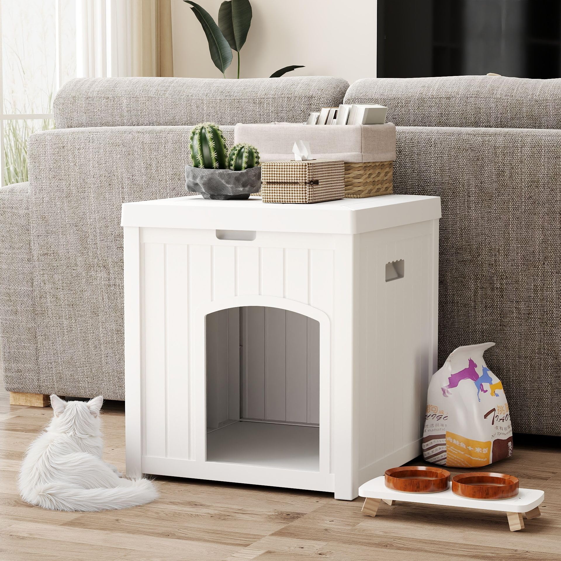 Ehhly Outdoor Cat House For Winter Waterproof, Outside Multiple Feral Kitty Cat Houses, Outdoor Cat Litter Box Enclosure Weather