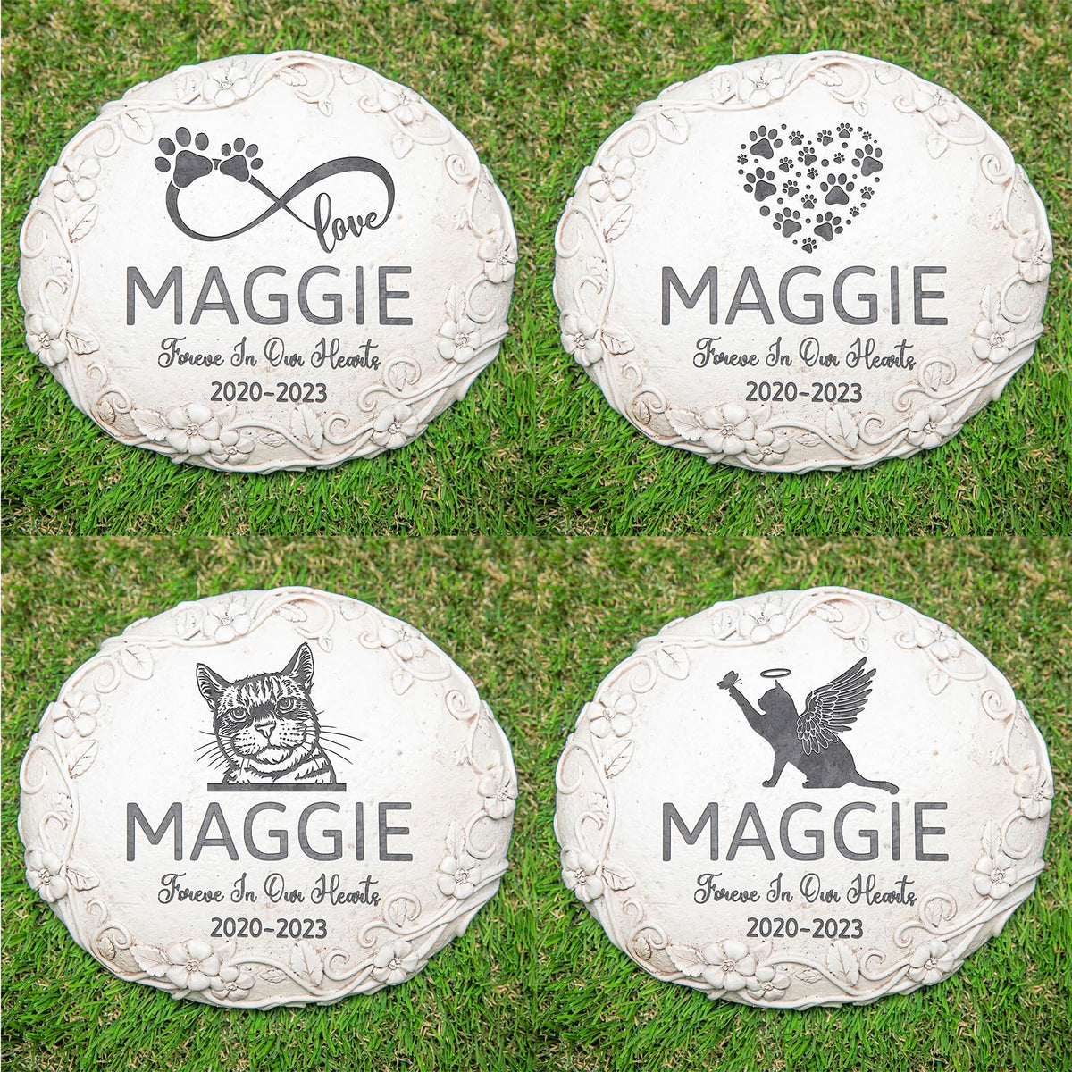 Hentol 77 Personalized Cat Memorial Stone Designs - Outdoor Weatherproof Pet Memorial Stone For Headstone, Tombstone, Gravestone