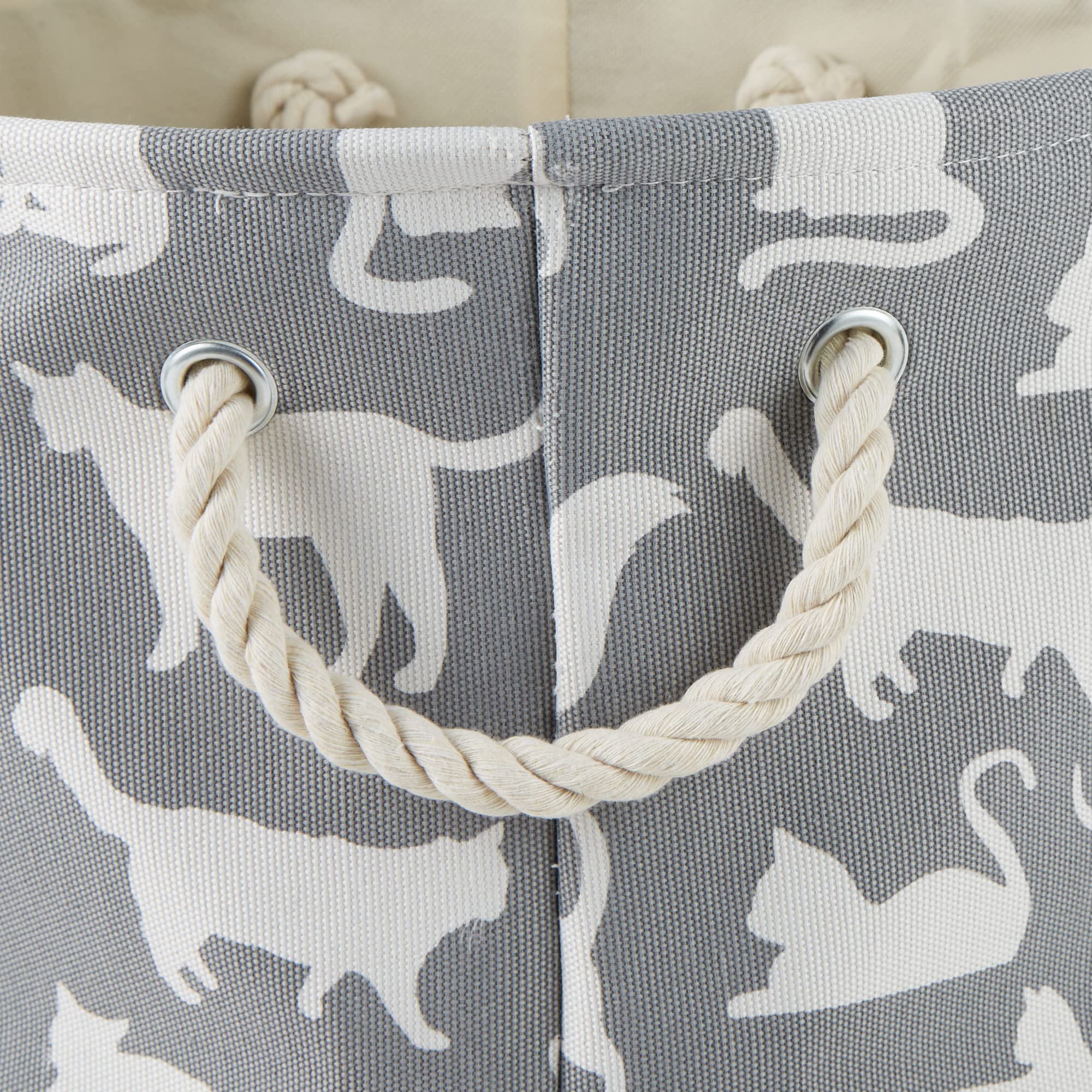 POLYESTER PET BIN CATS MEOW GRAY ROUND MEDIUM 12x15x15