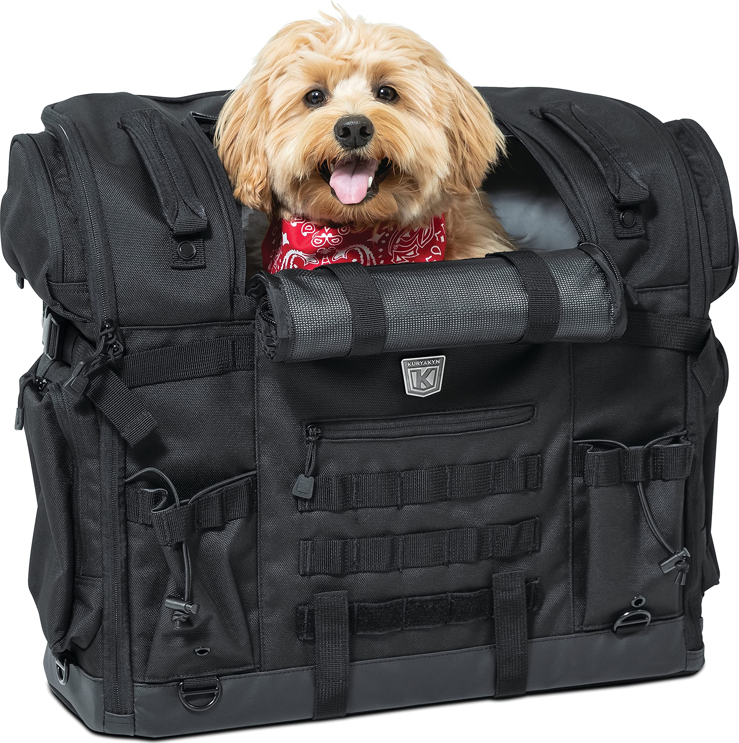 Kuryakyn 5723 Titan Pet Palace: Portable Weather Resistance and Heat Reducing Motorcycle Dog/Cat Carrier Crate for Touring Seat,