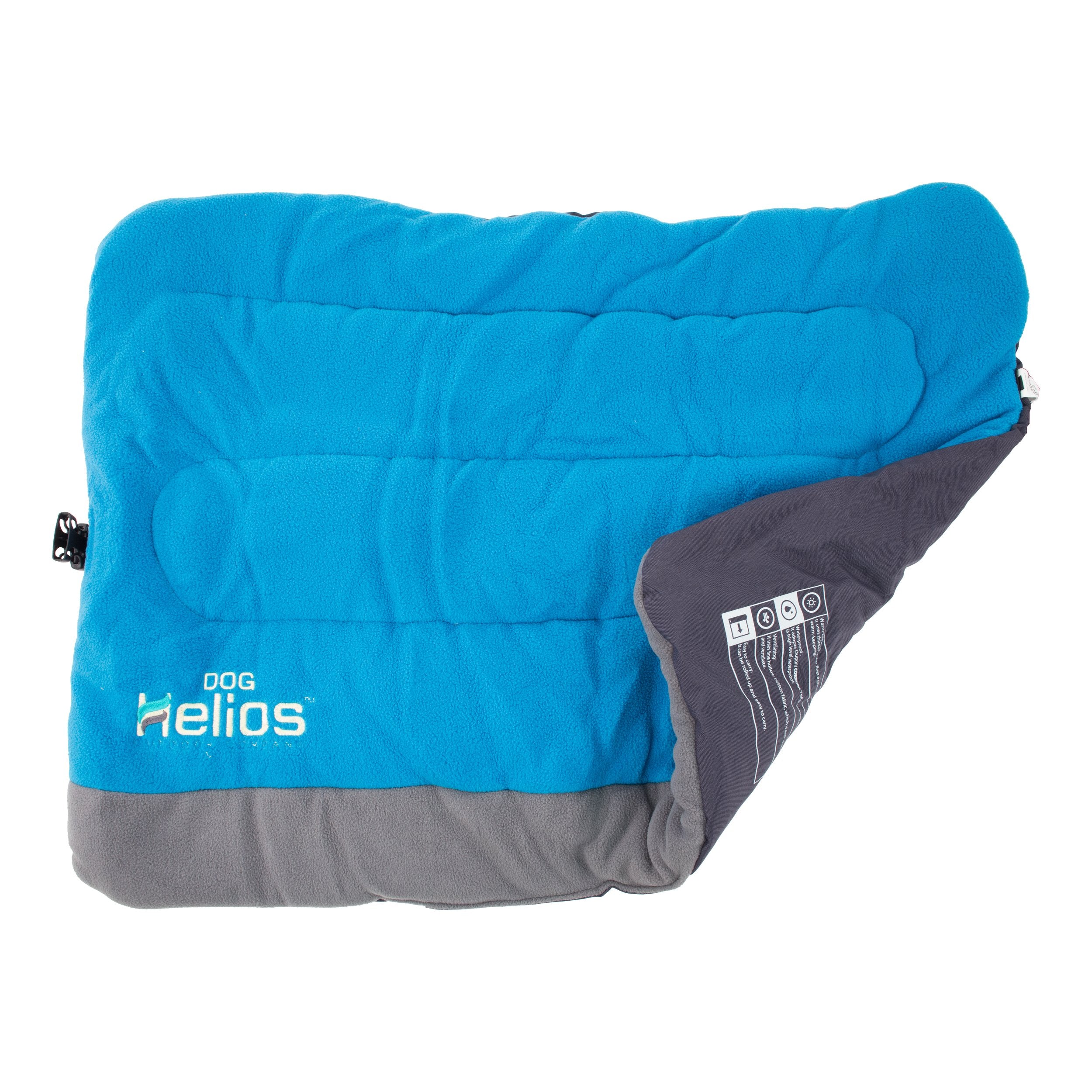 DOGHELIOS 'Combat-Terrain' Cordura-Nyco Reversible Nylon and Polar Fleece Travel Camping Folding Pet Dog Bed Mat, Medium, Blue, Grey