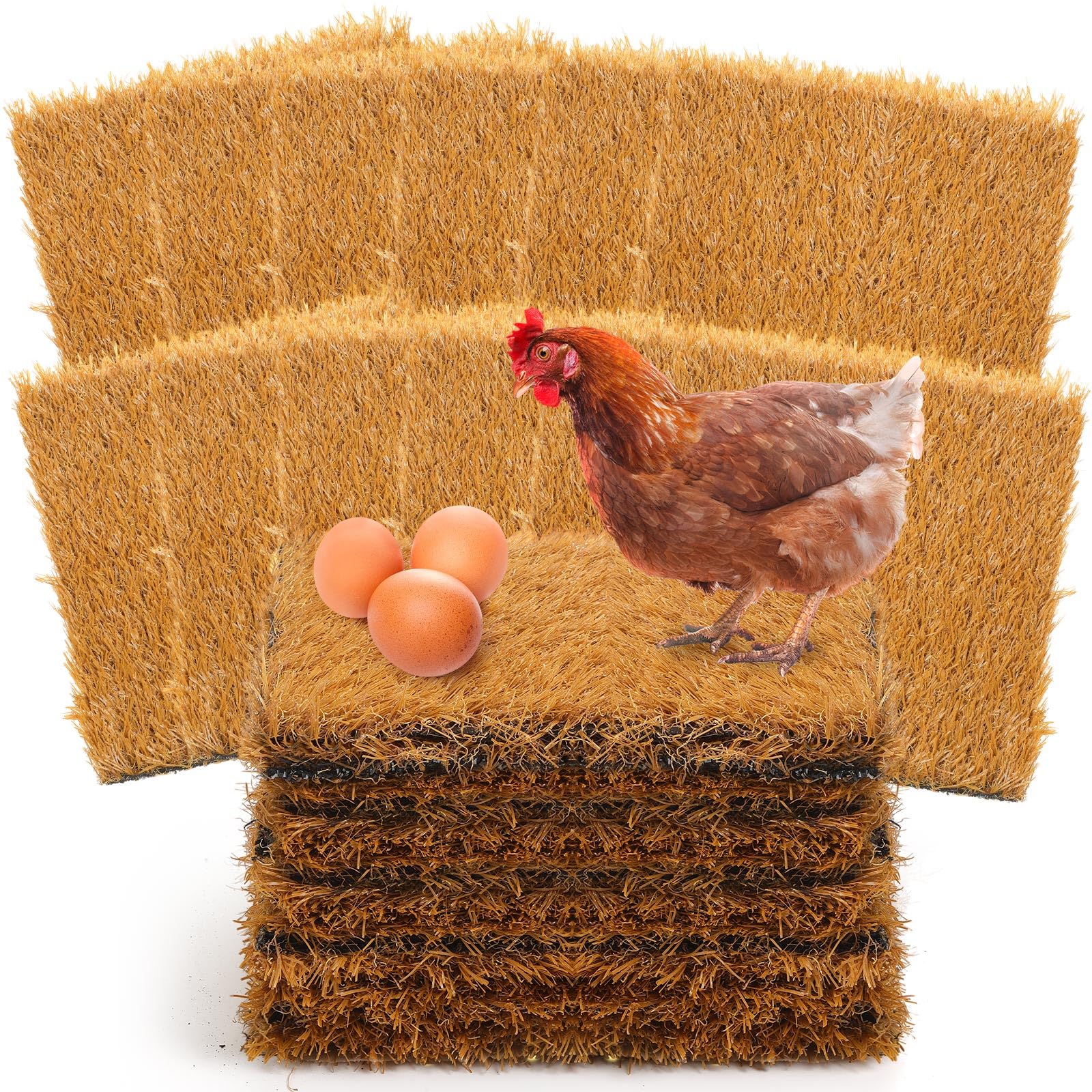Teenyyou 18 Pack Chicken Nesting Box Pads, 13 x 13 x 1.18 Inch Washable Nesting Pad for Chicken Coop, Artificial Grass Rug Carpe