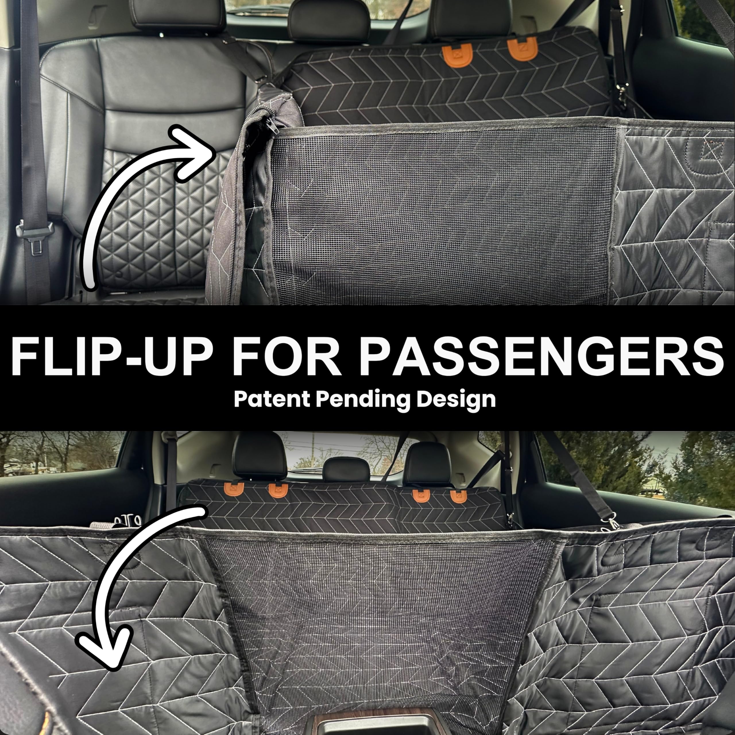 Boops & Floofs Convertible Back Seat Extender For Dogs, Half Seat Extender, Non-Slip Waterproof Hard Bottomed Hammock, Allows Pa