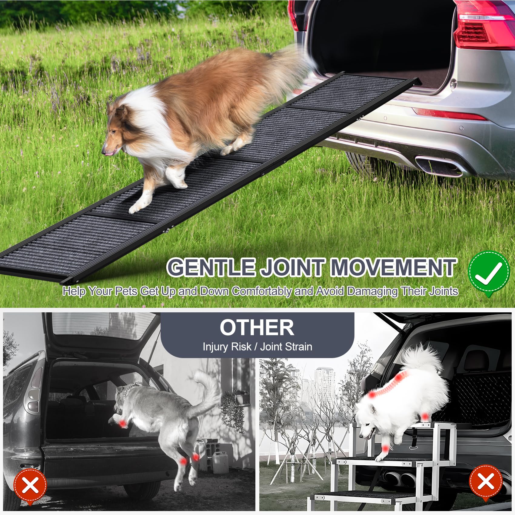 Dog Ramp for Car 71 Extra Long & 17.2 Wide Folding Dog Ramps for Large Dogs with Non-Slip Rug Surface Portable Dog Car Ramp for