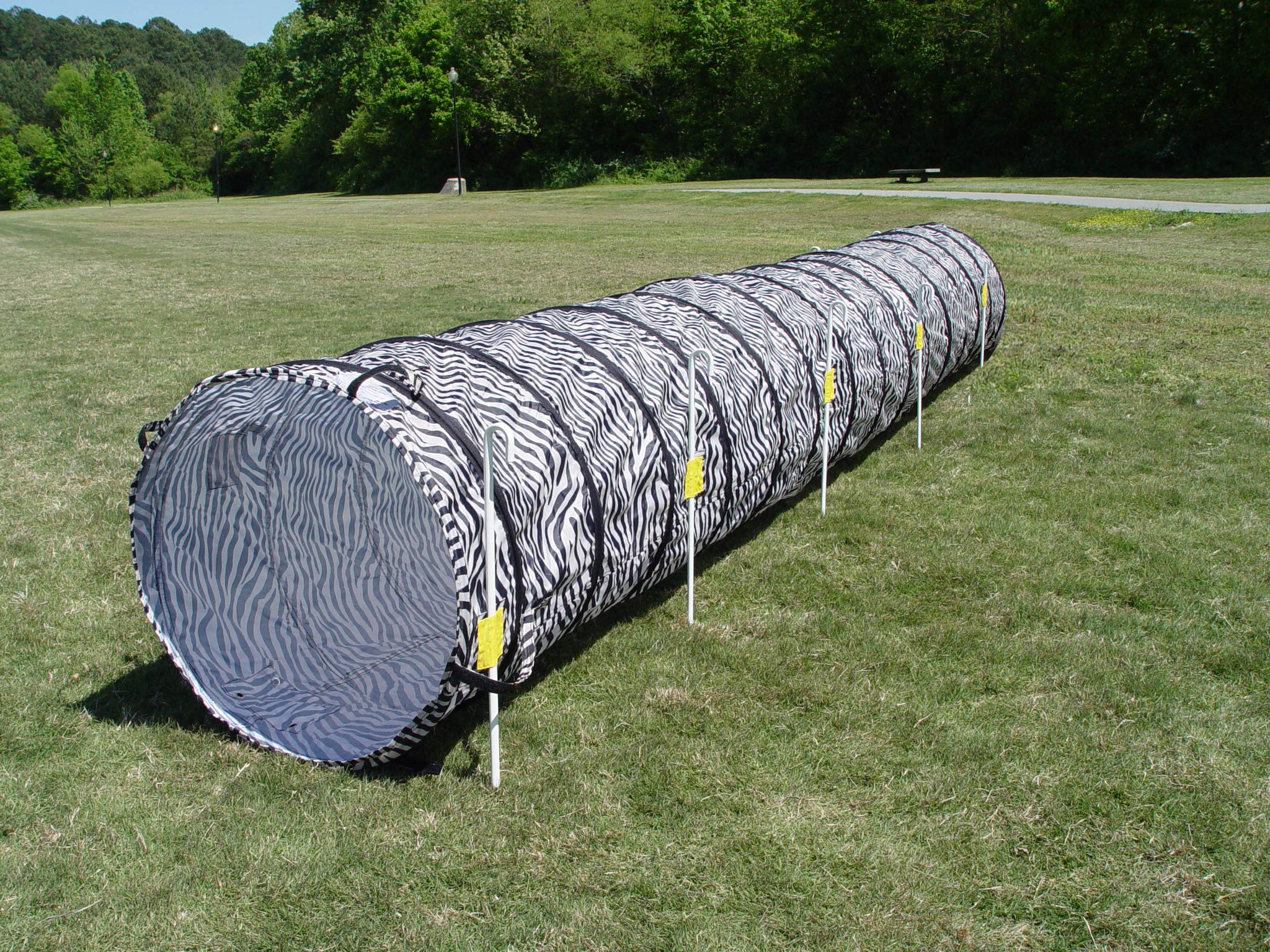 14' Dog Agility Tunnel With Stakes, Multiple Colors Available (Zebra)