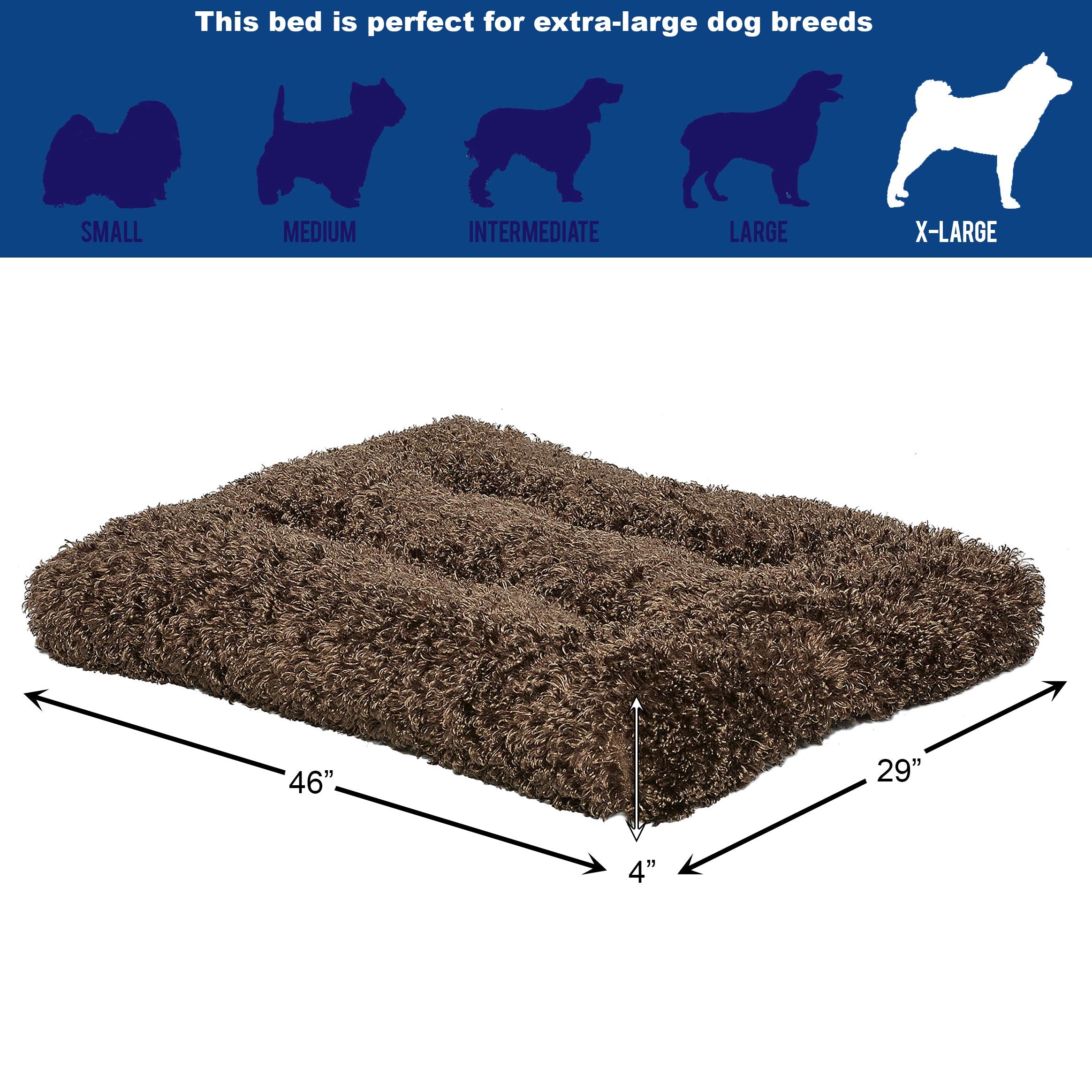 Midwest Homes For Pets Deluxe Dog Beds | Super Plush Dog & Cat Beds Ideal For Dog Crates | Machine Wash & Dryer Friendly, 1-Year Warranty, Cocoa, 46.0' L X 28.0' W X 4.0' Th
