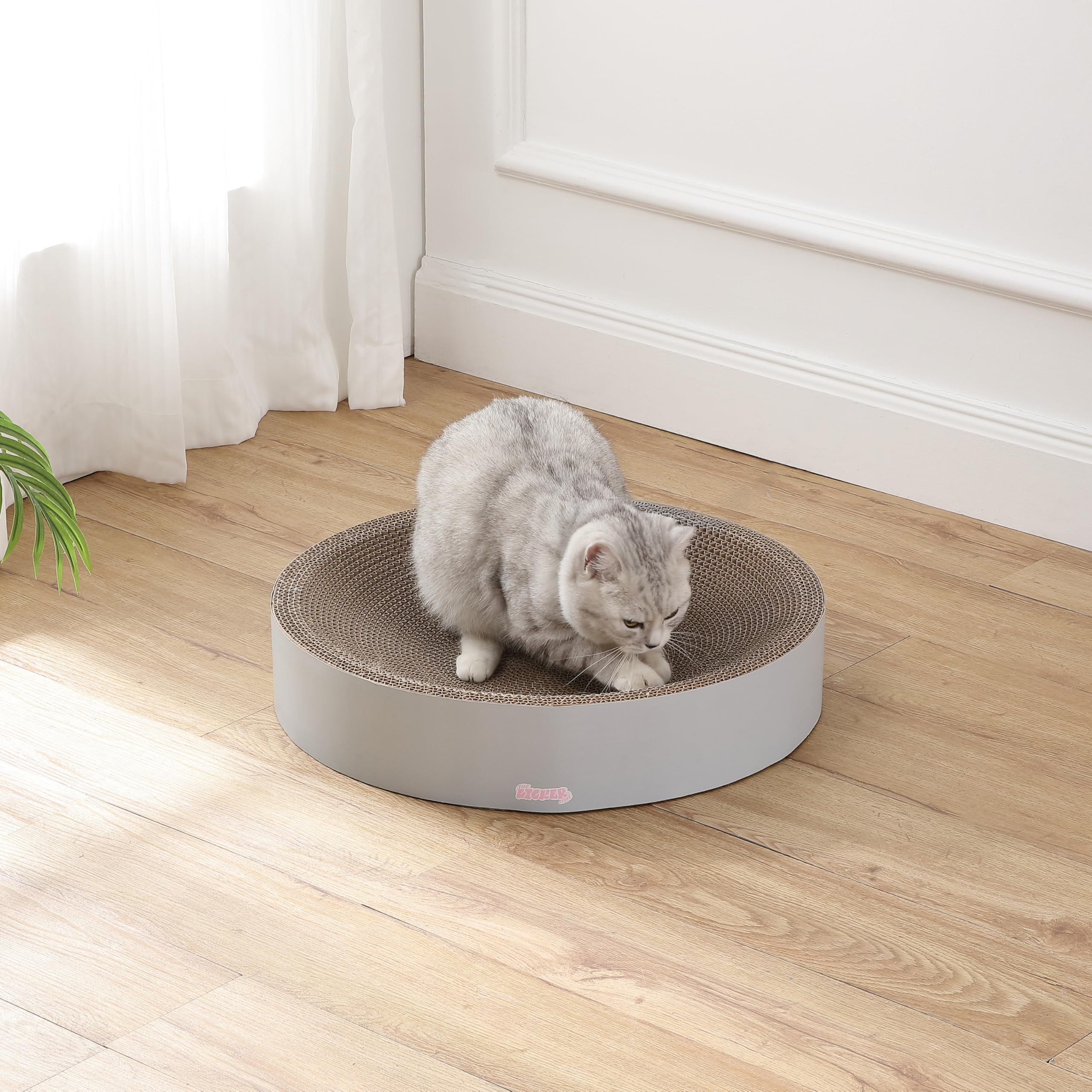 The Licker Store Csr1010K Nelson 20.13 Modern Cardboard Round Bowl Cat Scratcher With Catnip, Fog