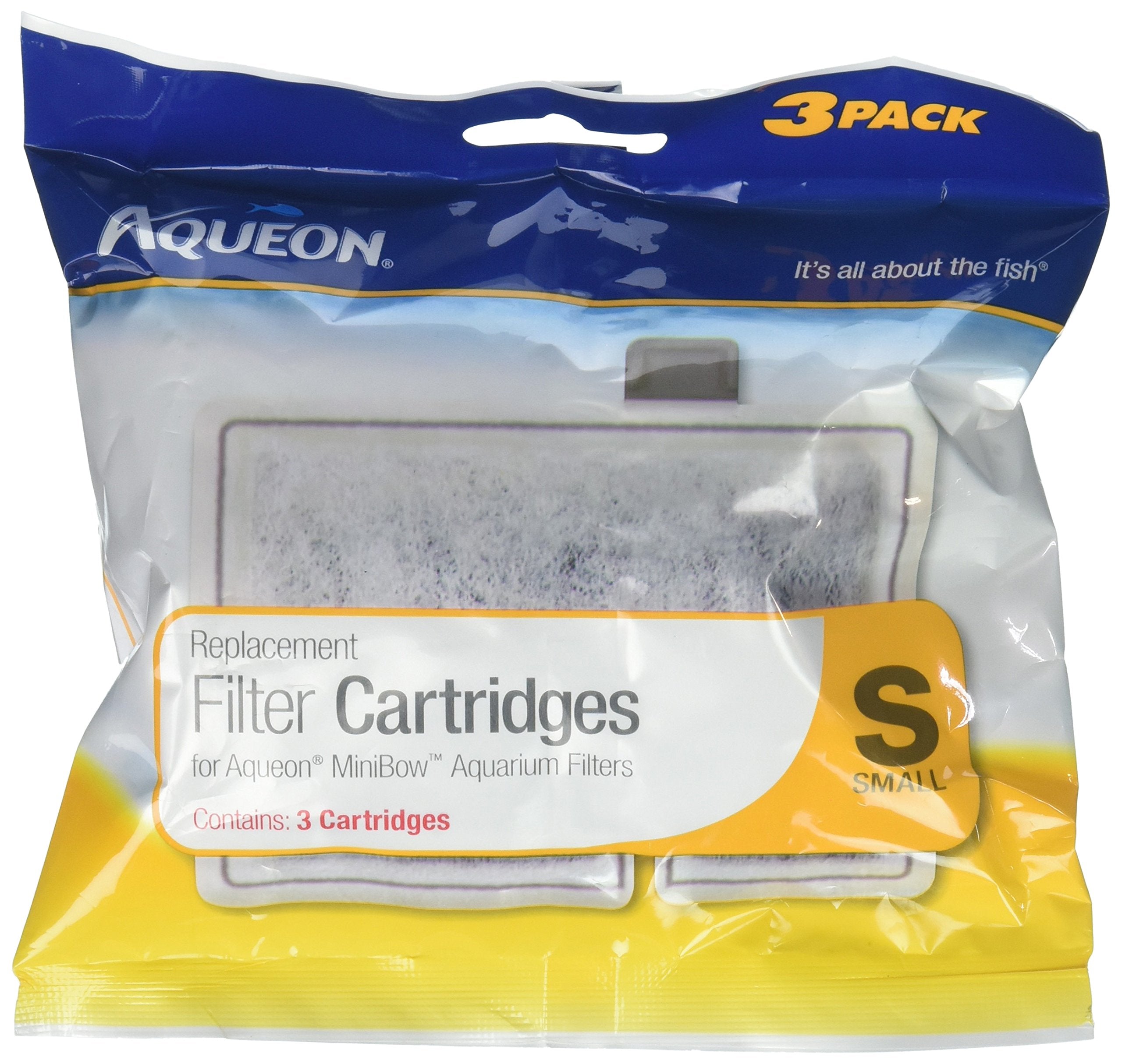 Aqueon Aquarium Fish Tank Replacement Filter Cartridges Small-3 Pack, 1.4 oz, Clear