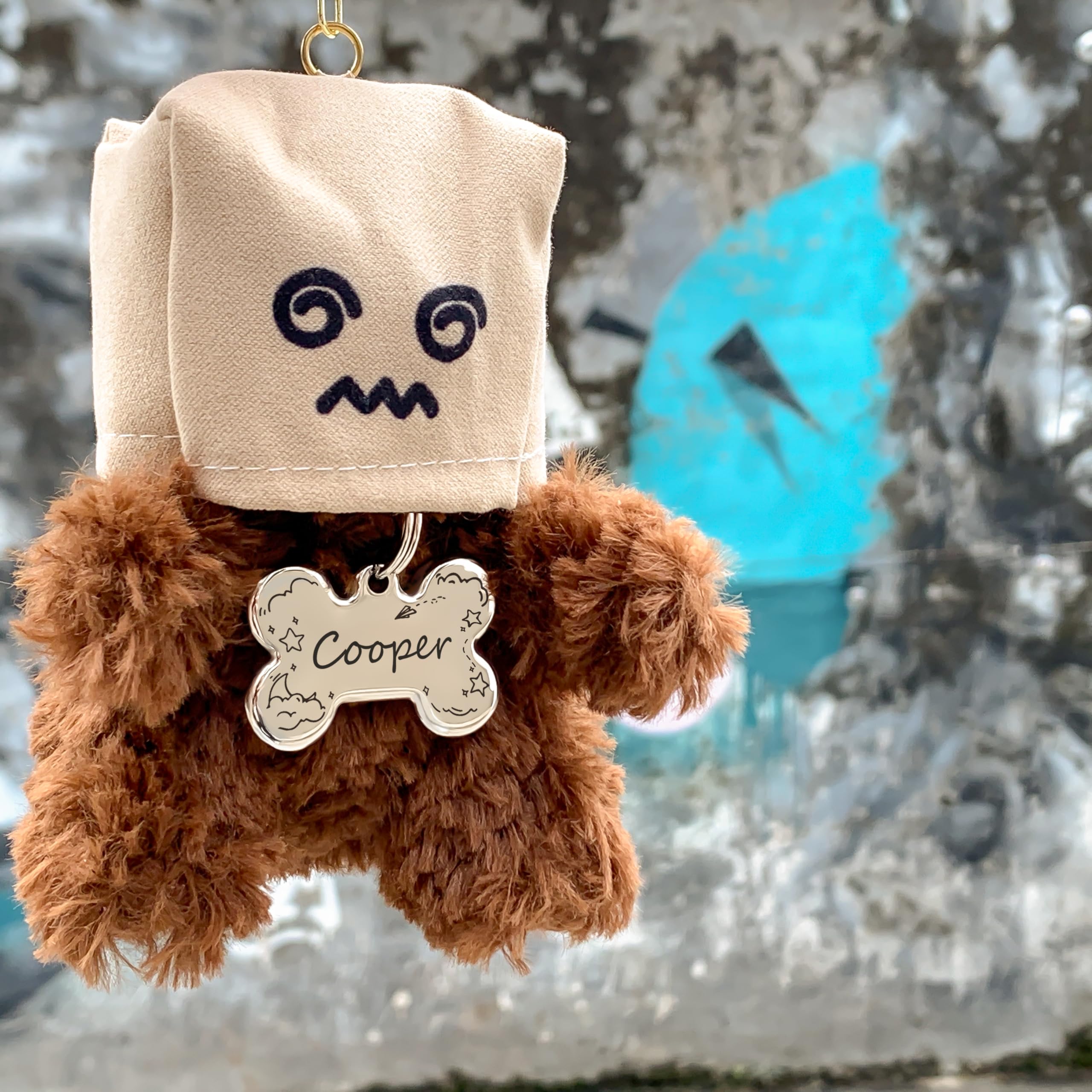 Meow The Woof Flower Crown Pattern Art Design - Customizable Bone Cats Dogs Id Tags - Stainless Steel Deep Engraving