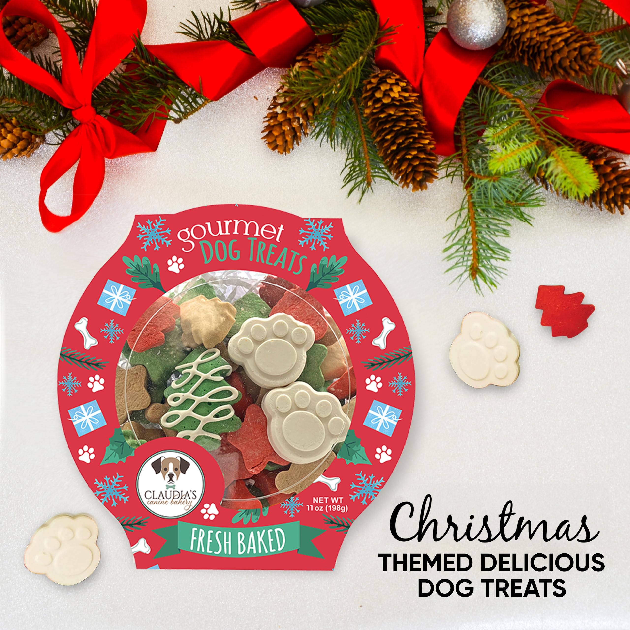 Santa Paws Classic Gourmet Dog Cookies - Vanilla Flavored Christmas Treats for All Breeds and Sizes
