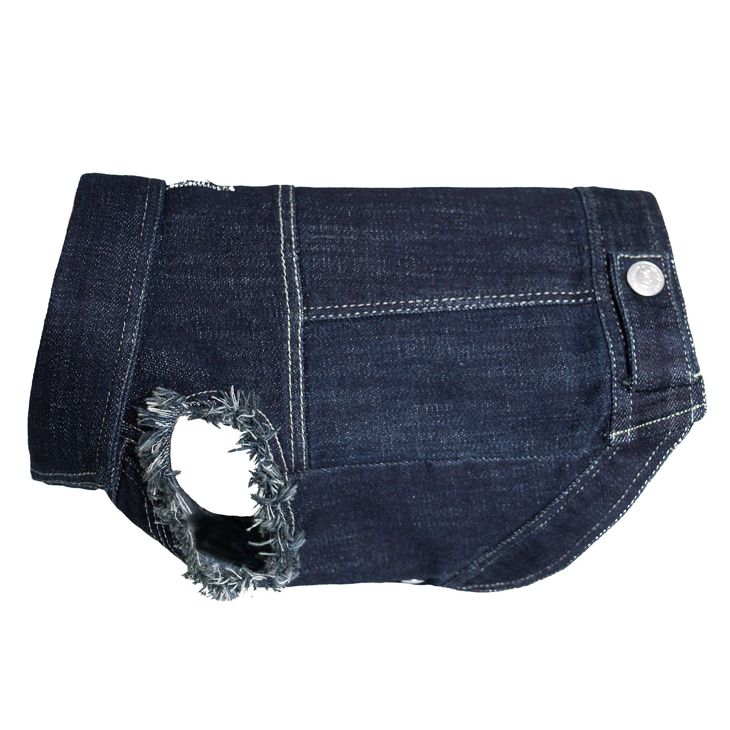 Fashion Jean Jacket For Dogs By United Pups (Chill Pups Navy Blue, Size 2)