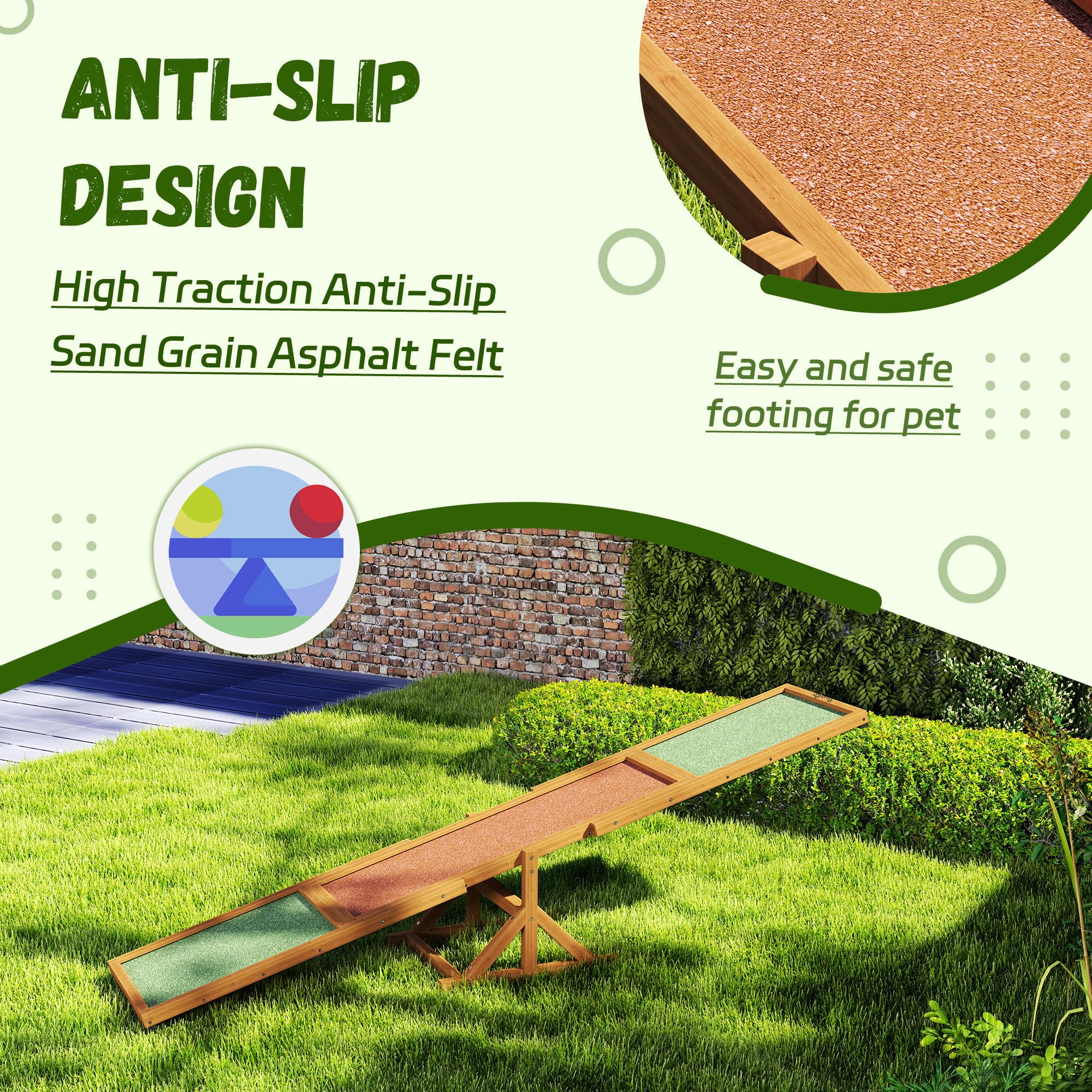 Pawhut Wooden Dog Agility Seesaw For Training And Exercise, Platform Equipment Run Game Toy, Weather Resistant Pet Supplies, 83'