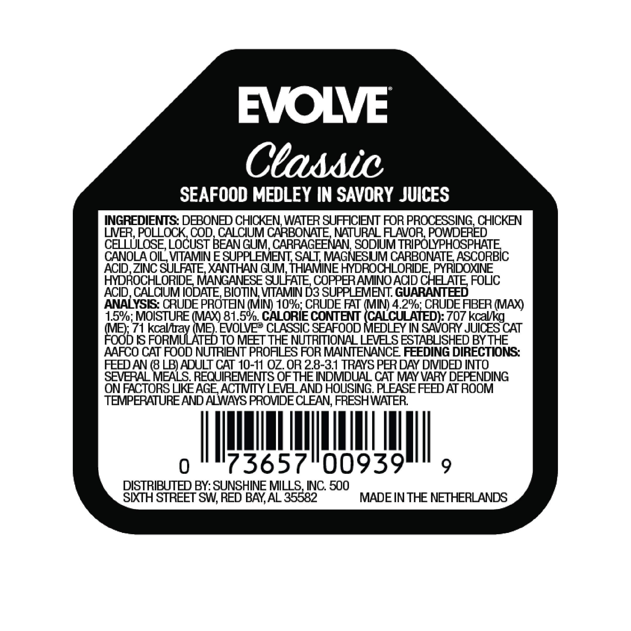 Evolve Classic Crafted Meals Seafood Medley Recipe Cat Food, 3.5 Oz (Pack of 15)