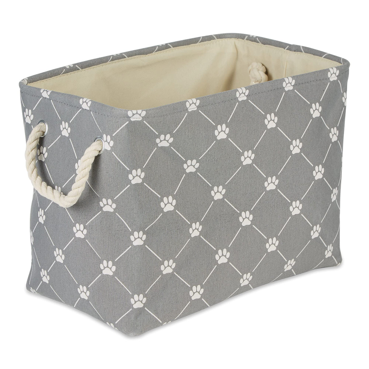 Bone Dry Pet Storage Collection Paw and Bone Print, Large Rectangle, 17.5x12x15, Gray Trellis