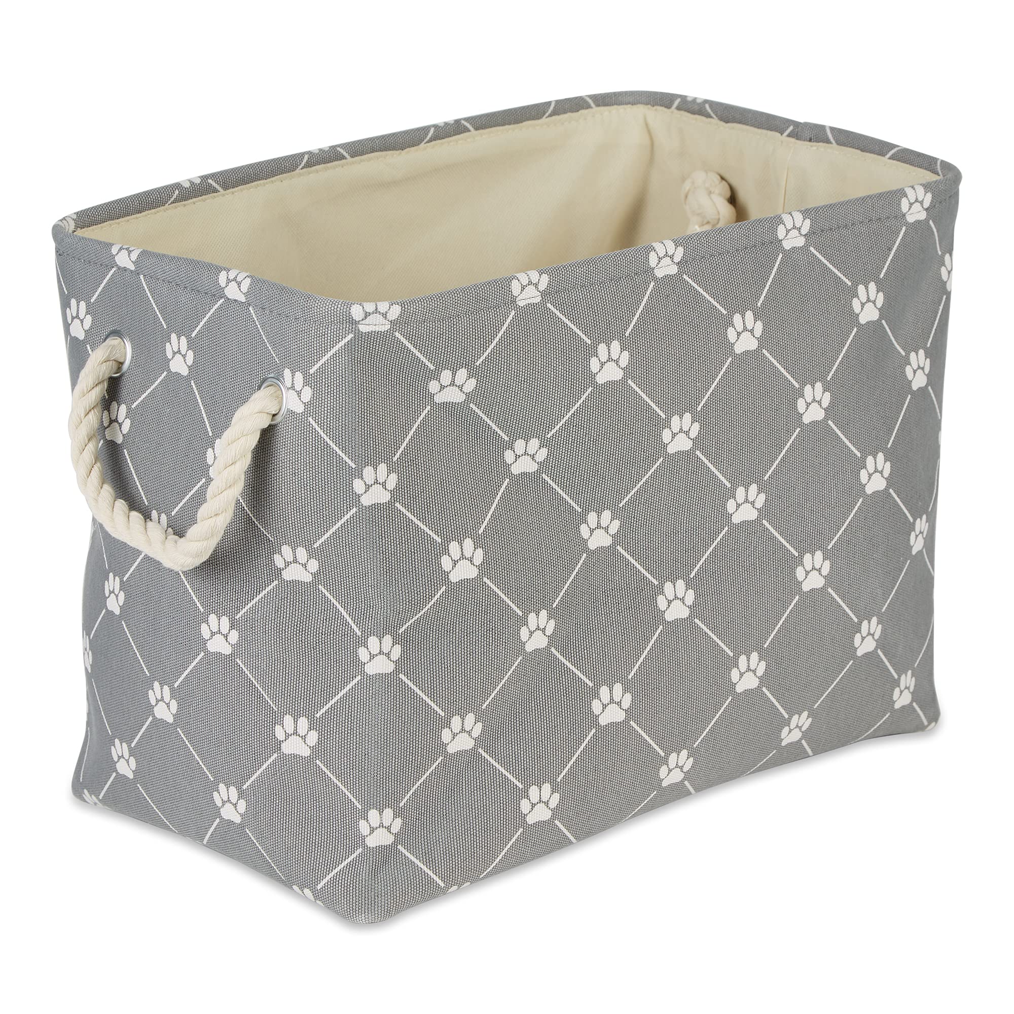 Bone Dry Pet Storage Paw and Bone, Trellis Collection, Medium Rectangle, 16x10x12, Gray