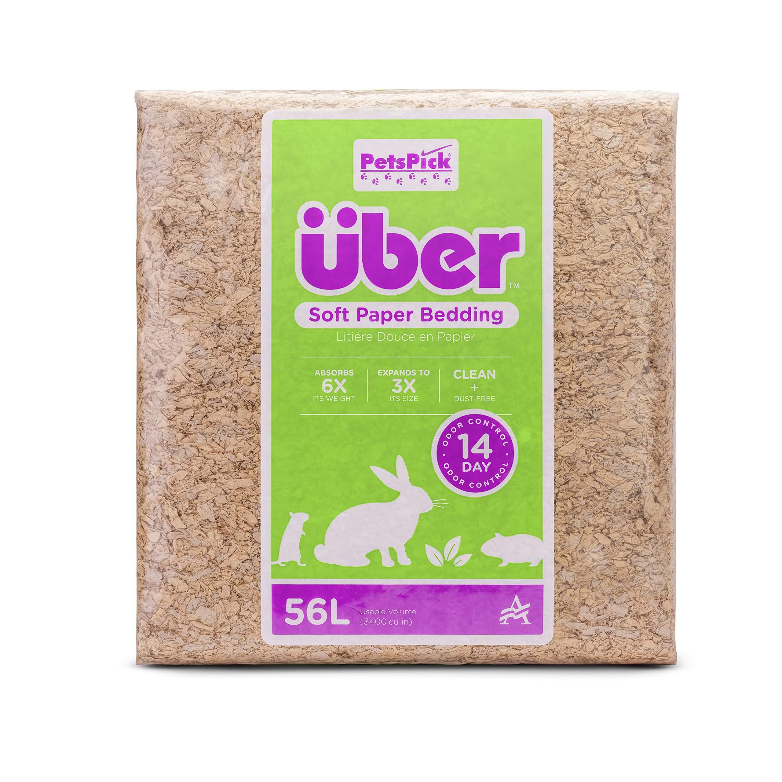 PETSPICK Uber Soft Paper Pet Bedding for Small Animals, Natural, 56L