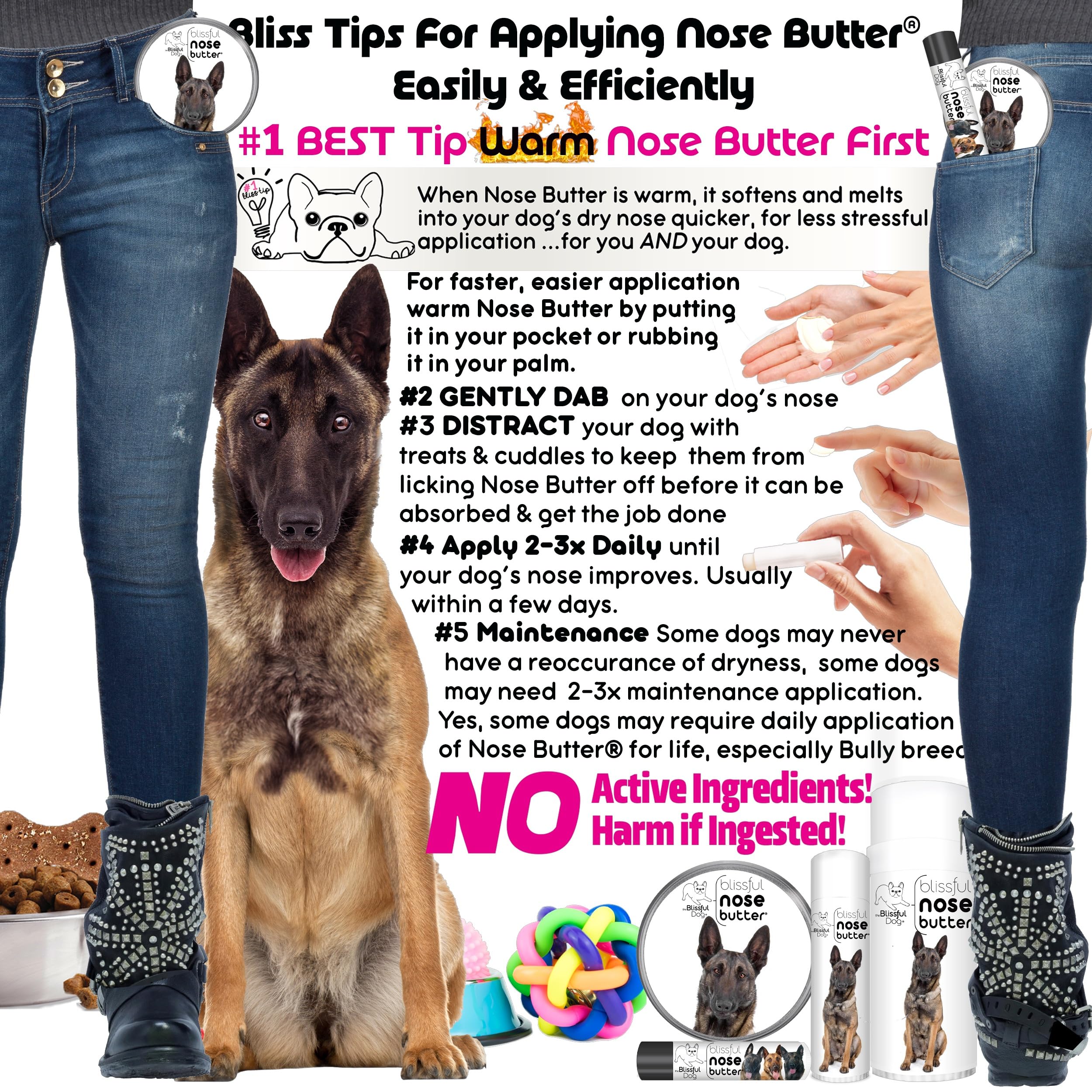 The Blissful Dog Belgian Malinois Unscented Nose Butter - Dog Nose Butter, 4 Ounce