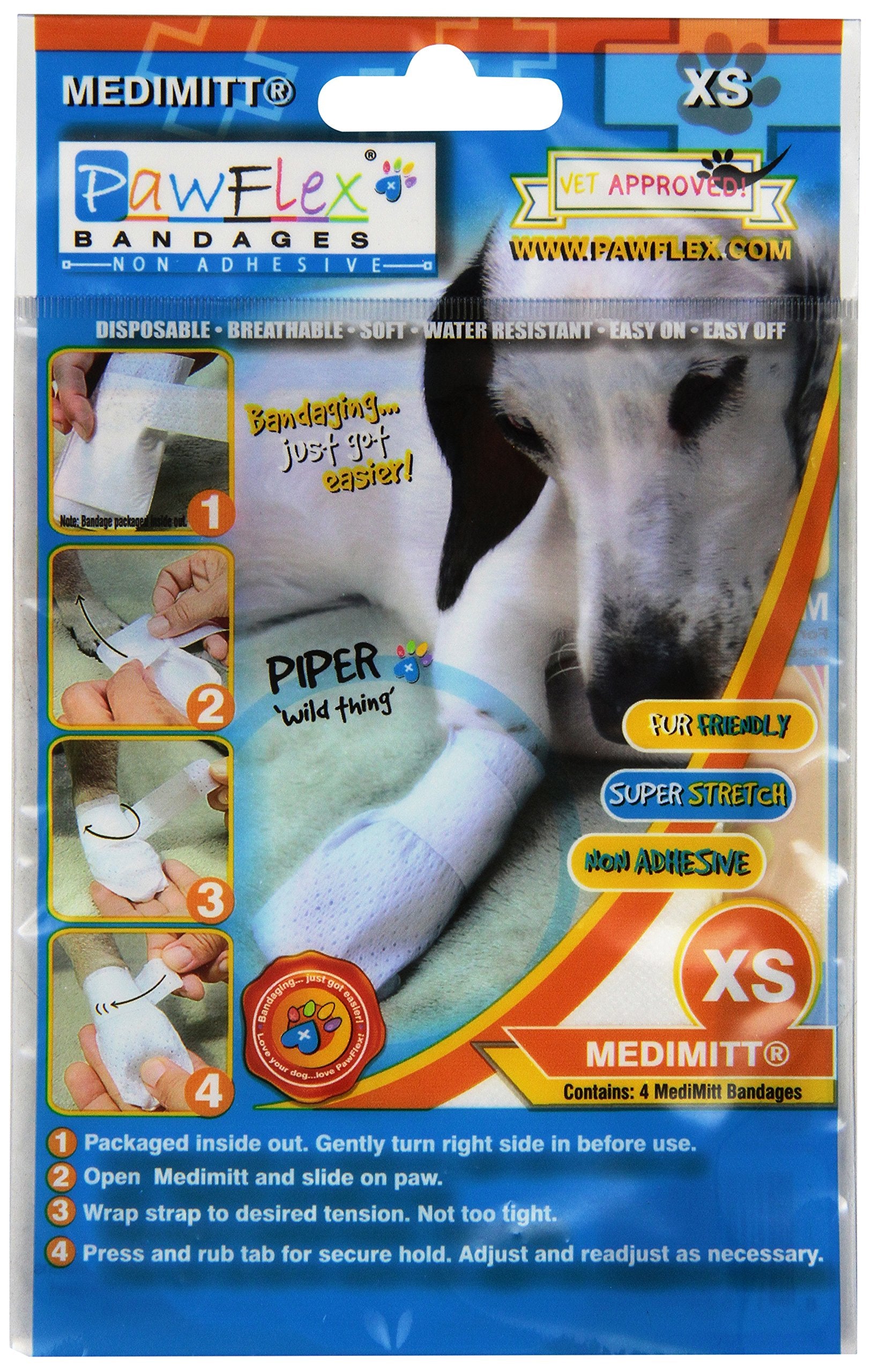 Pawflex Bandages Medimitt Bandages for Pets (Pack of 4) XSmall