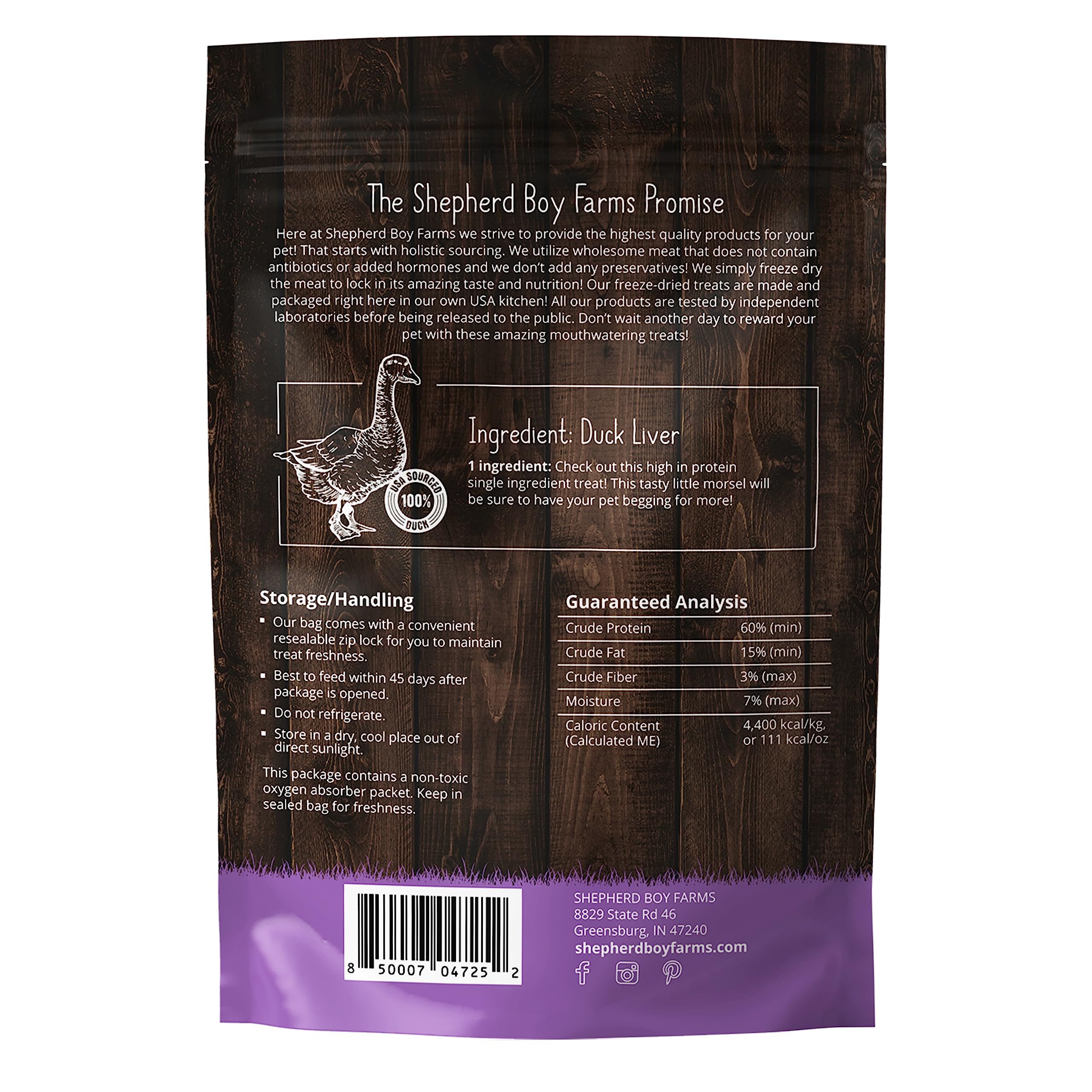 Shepherd Boy Farms Freeze Dried Dog and Cat Treats, Duck Liver, All Natural Single Ingredient Freeze-Dried Dog Treat & Snacks, M