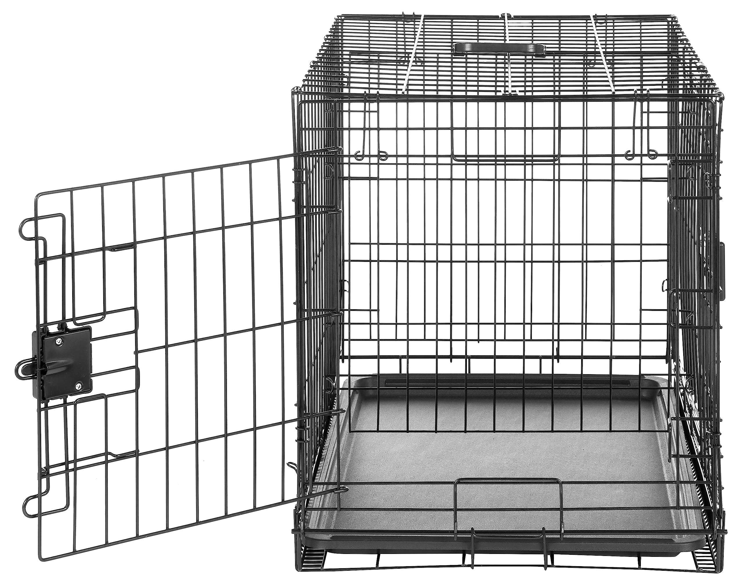 Amazon Basics Durable,Foldable Metal Wire Dog Crate With Tray, Double Door, 30 X 19 X 21 In, Black