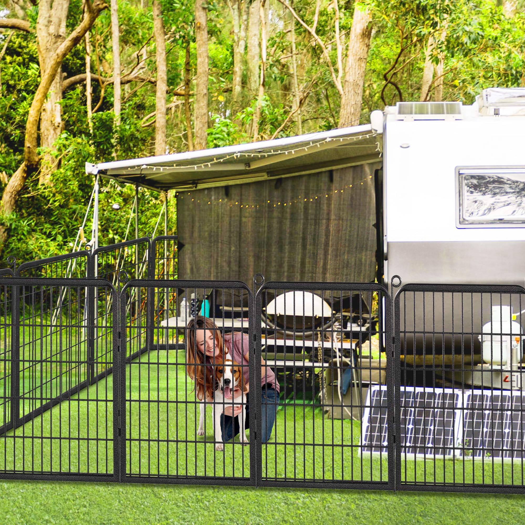 Jhsomdr Dog Playpen Outdoor With Low Threshold Full Gate 32'' Height 14 Panels Large Dog Pen Dog Fence Outdoor For Yard, Heavy D