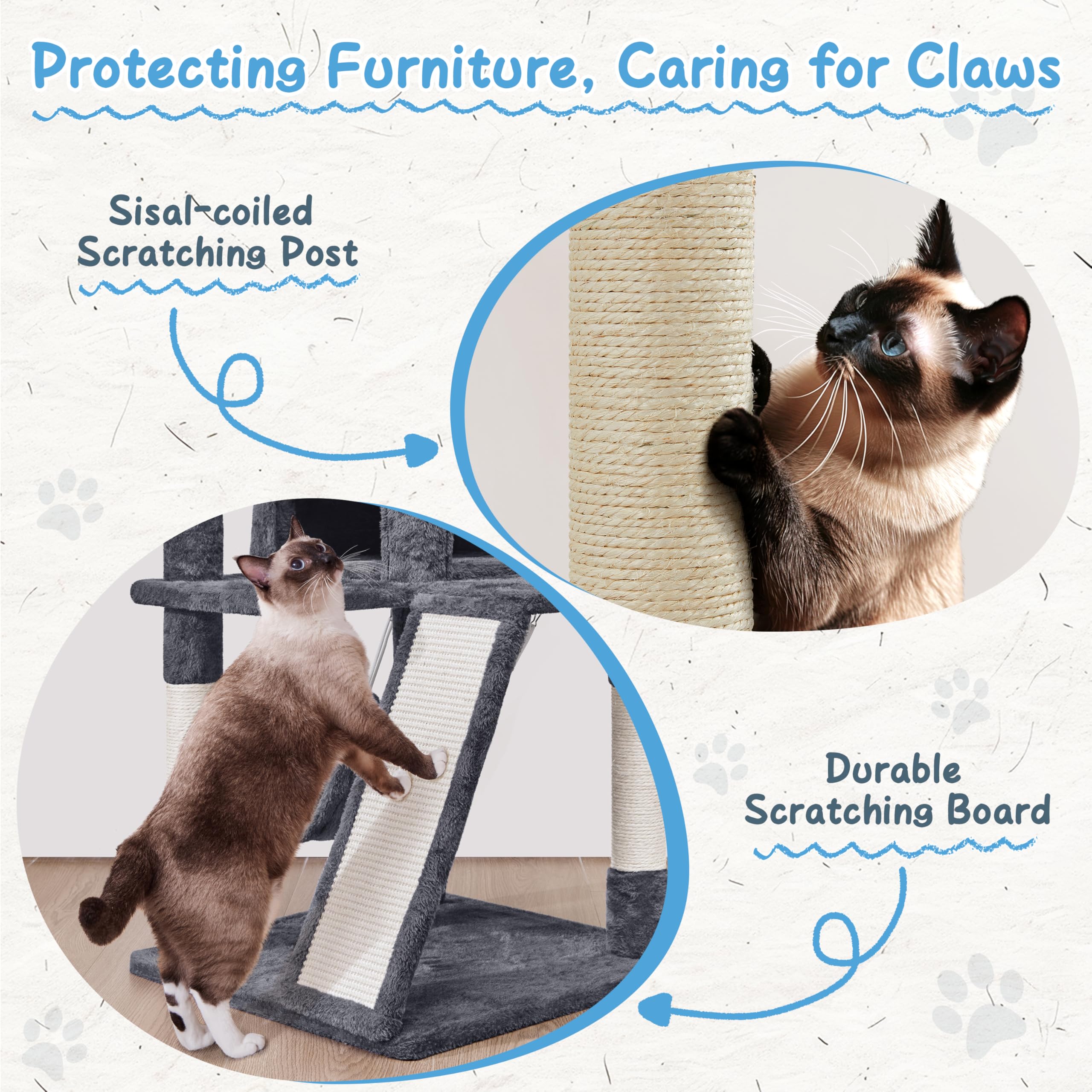 Yaheetech Cat Tree Tower, 40-Inch Condo With Hammock, Oversized Soft Platform, Scratching Board, Basket, Pet Beds & Furniture Fo