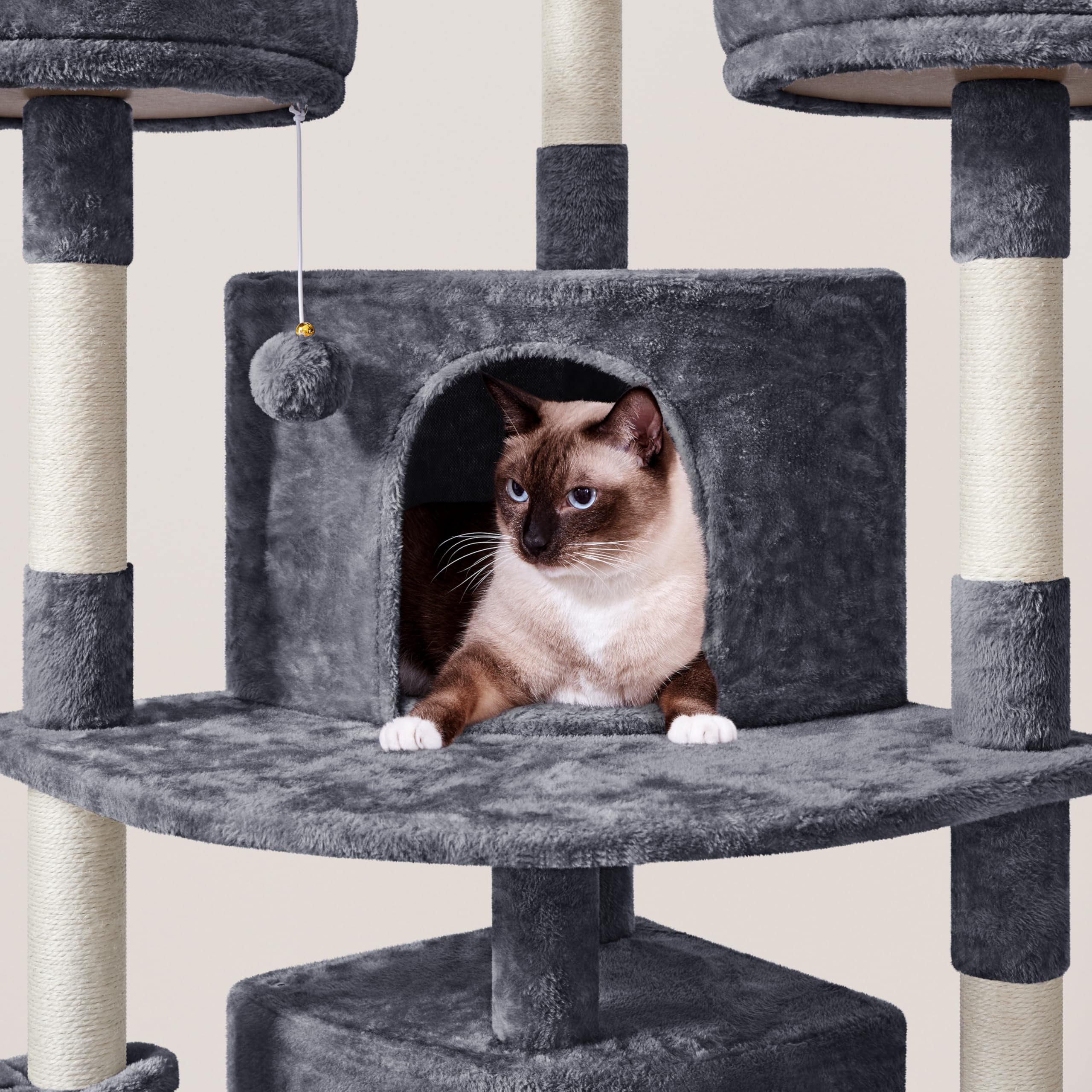 Topeakmart Cat Tree 76Inch, Large Cat Tower With Condo Scratching Post For Inoor Cats Play Rest
