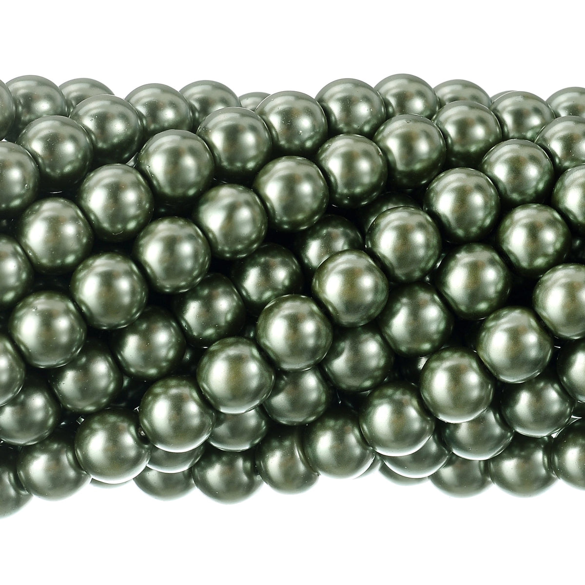 Rubyca 200Pcs Czech Tiny Satin Luster Glass Pearl Round Beads Diy Jewelry Making 10Mm Tarmac Green