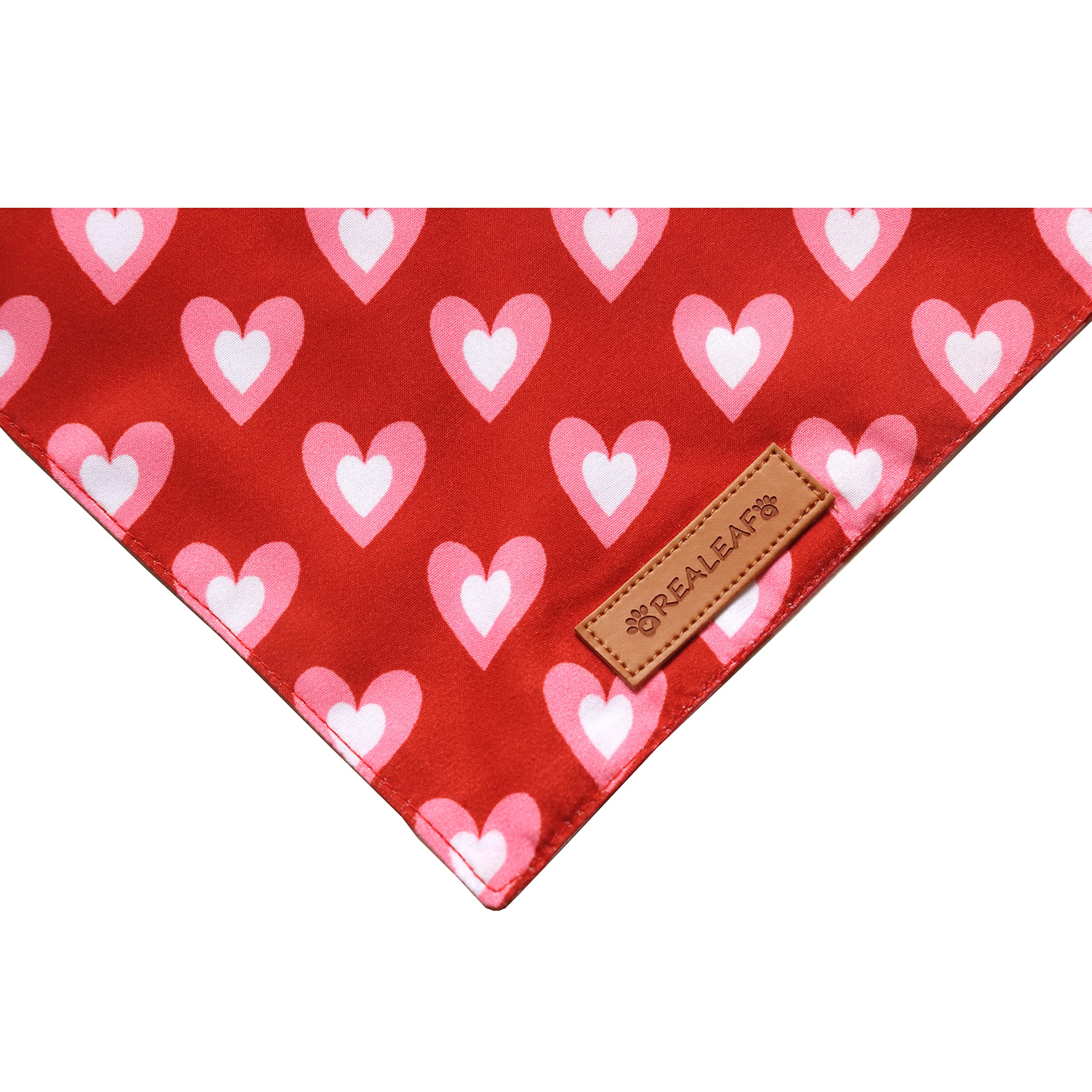 Realeaf Valentine'S Dog Bandanas 2 Pack, Triangle Reversible Love Pet Scarf For Boy And Girl, Premium Durable Fabric, Bandana Fo