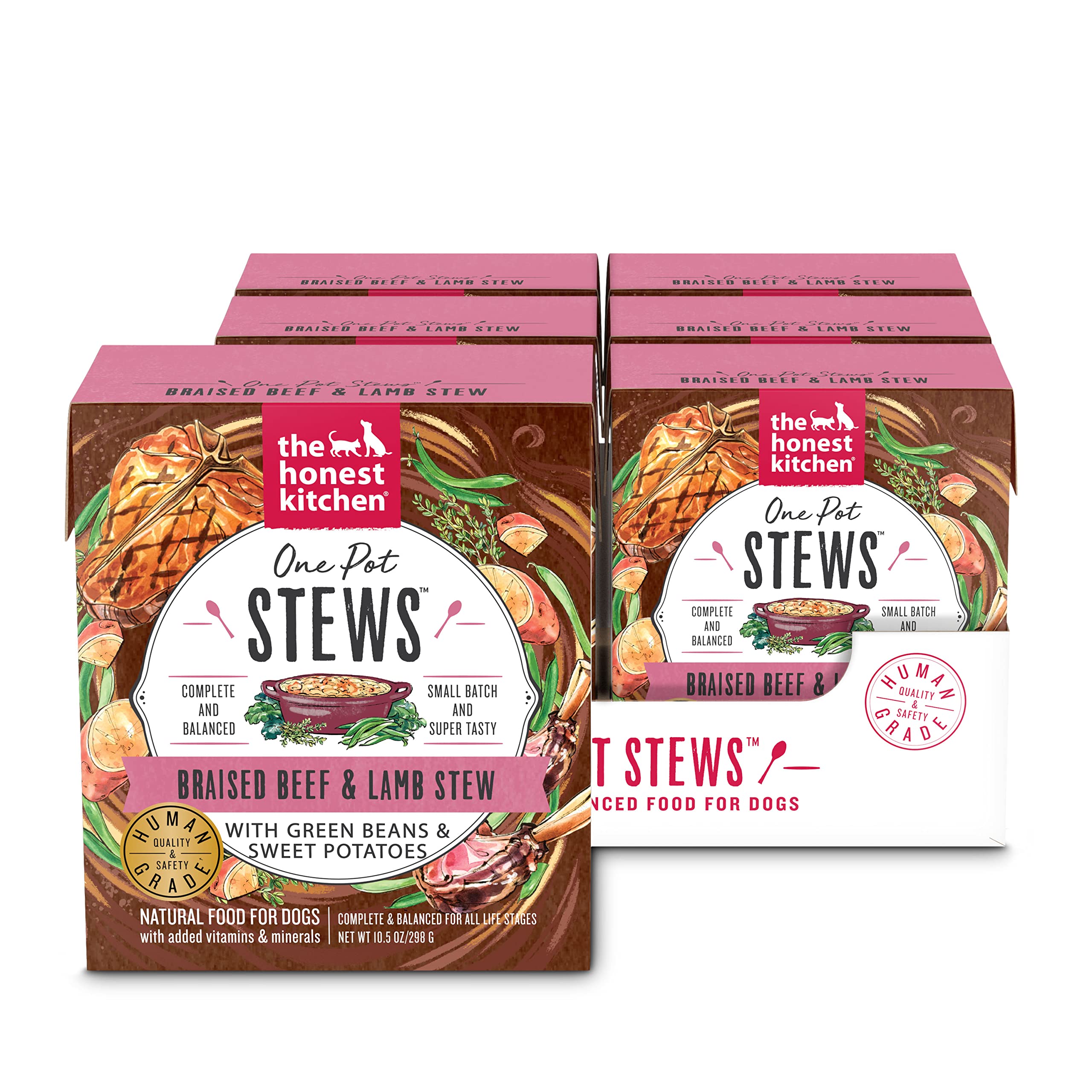 The Honest Kitchen One Pot Stews: Braised Beef & Lamb Stew with Green Beans & Sweet Potatoes Wet Dog Food, 10.5 oz x6