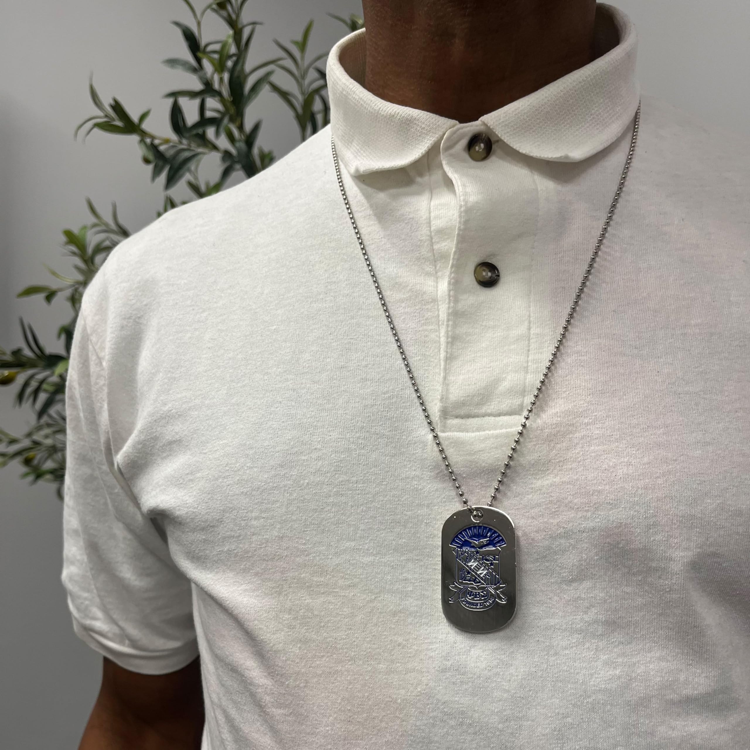 Desert Cactus Phi Beta Sigma Dog Tag Fraternity Necklace With Crest Greek (Style B - Silver Traditional)