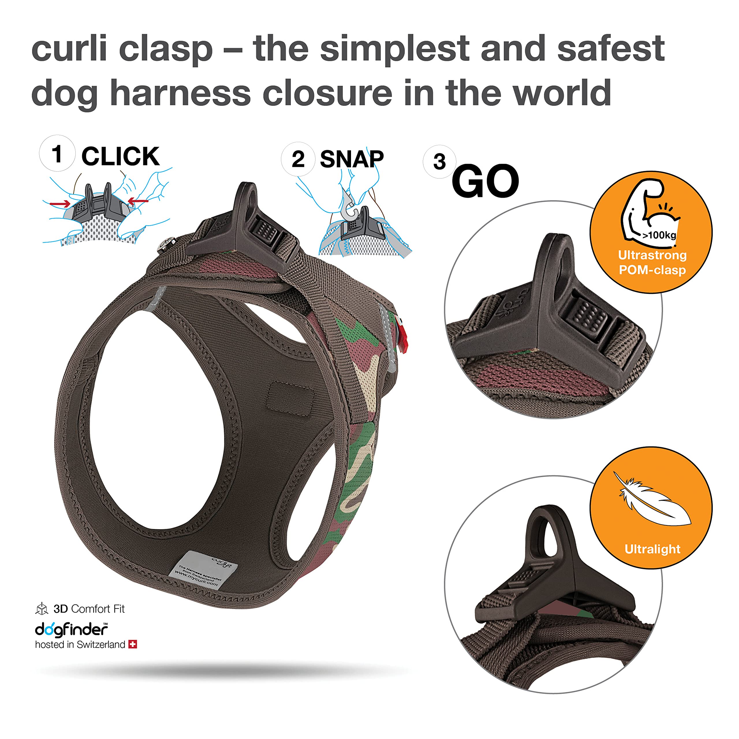 Vest Harness Curli Clasp Air-Mesh Camo 2Xs