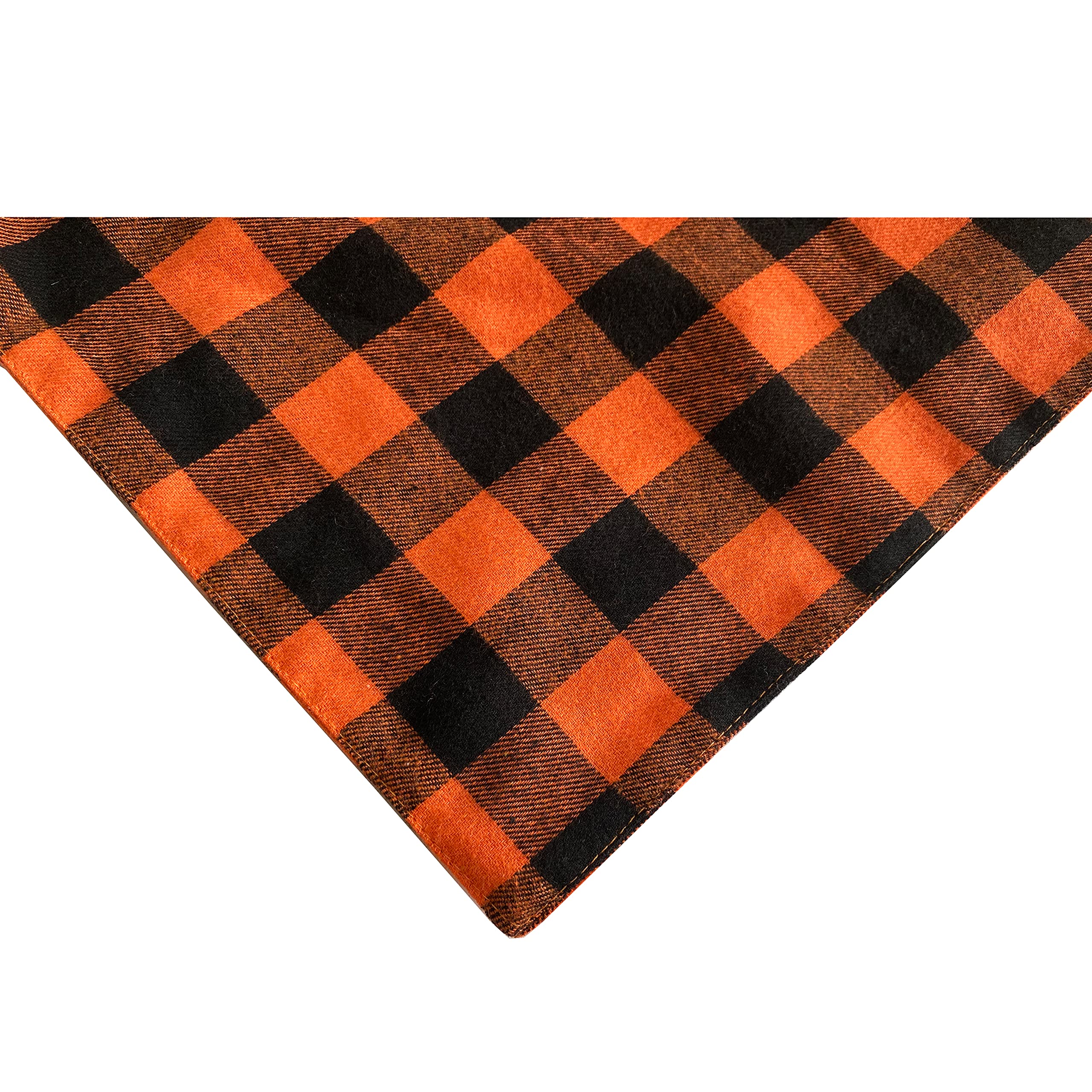 Realeaf Thanksgiving Fall Dog Bandanas 2 Pack, Orange Plaid Pet Scarf For Boy And Girl, Premium Durable Fabric, Holiday Halloween Bandana For Medium And Large Dogs (Large)