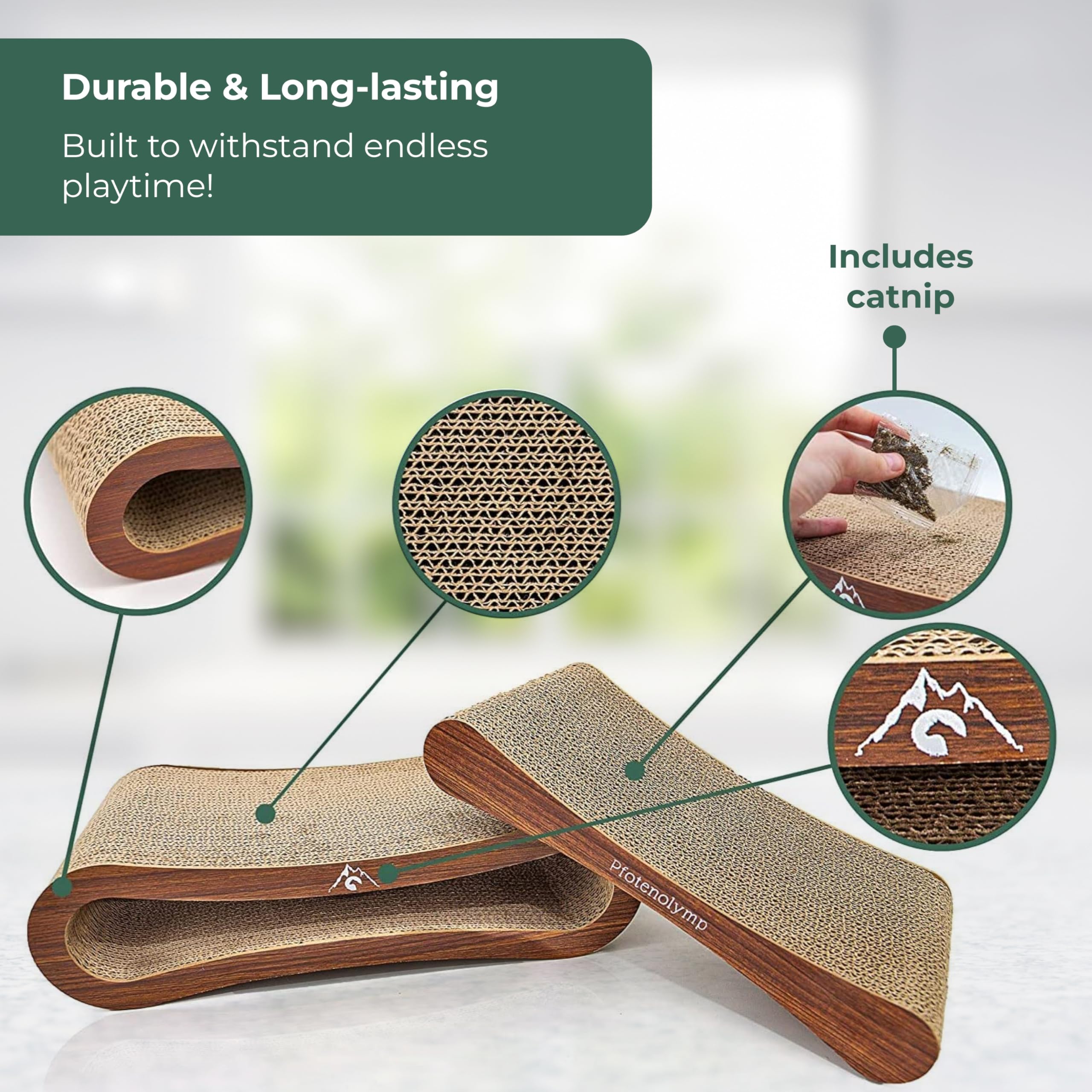 Pfotenolymp Premium Scratching Board/Scratch Lounge For Cats - Scratcher/Cat Scratching Pad - With Corrugated Board & Catnip - Cardboard Scratching Board