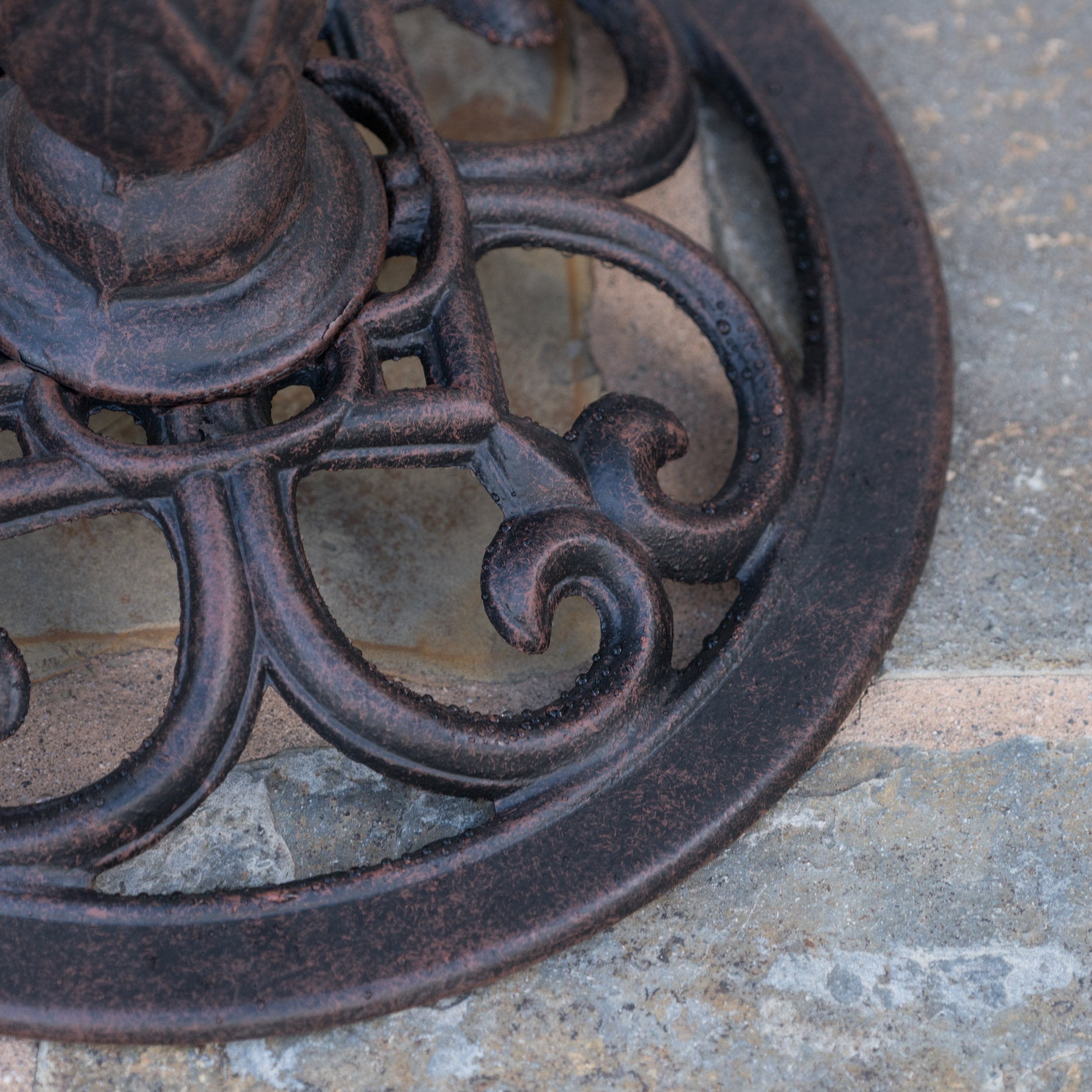 Christopher Knight Home Lancaster Outdoor Aluminum Top Bird Bath With Iron Base, Bronze