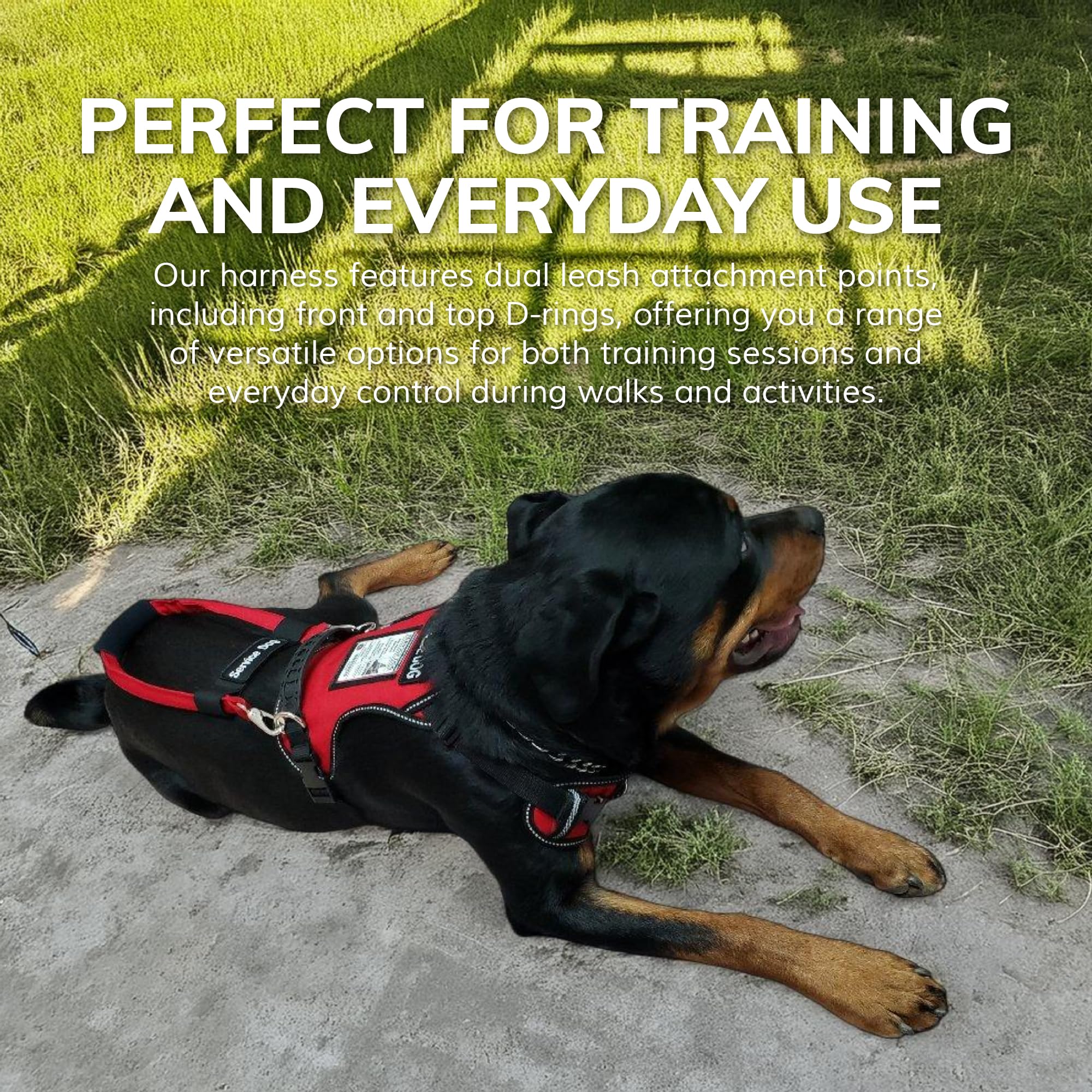 Activedogs Service Dog Vest No Pull Harness - Adjustable No Choke Service Dog Harness For Medium Large Dogs - Service Dog Patch, Control Handle, Id Window, D-Rings & Reflective Padding - Red, 24'-32'