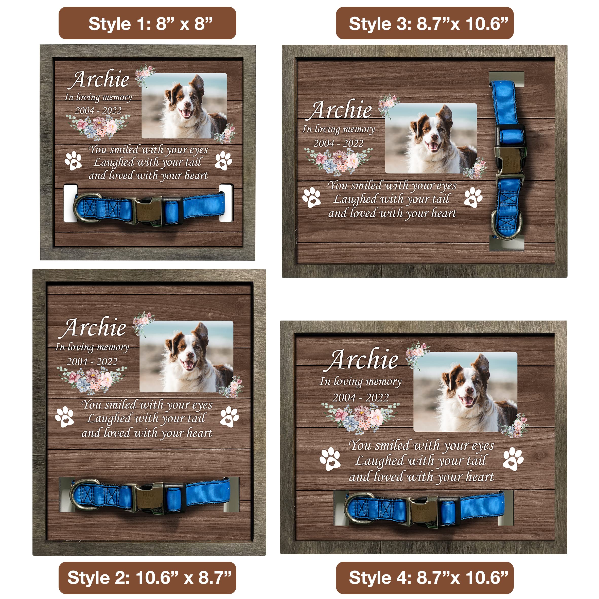 Bfigift Personalized Dog Collars Pet Loss Gifts Dogs Grieving Picture Frame Pet Remembrance Heartfelt Sentimental Quote Memorial