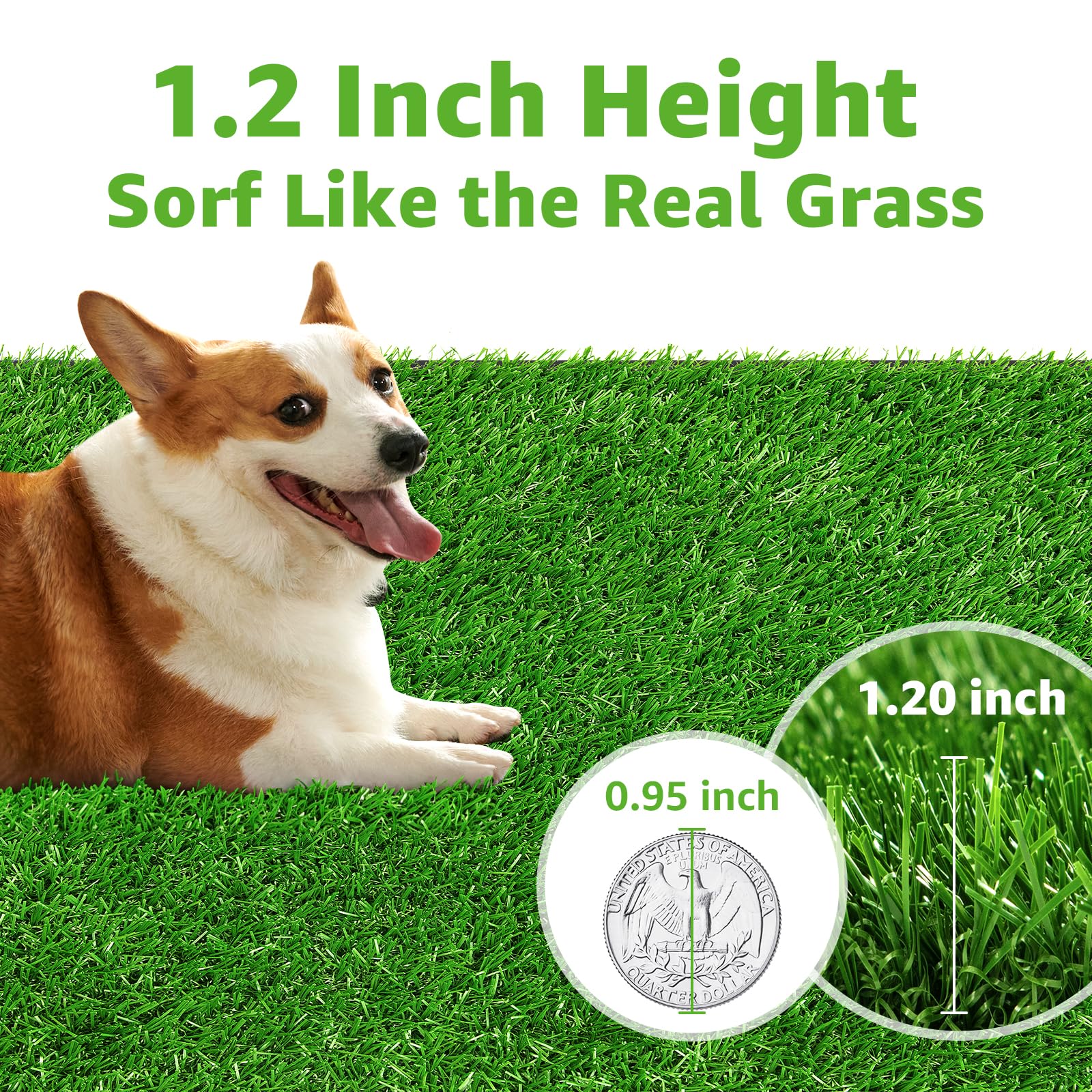 Artificial Dog Grass Pee Pad 30.5'X30.5' 2Pack, Washable Indoor Potty Training Replacement Turf For Puppy, Reusable Realistic Grass For Dogs