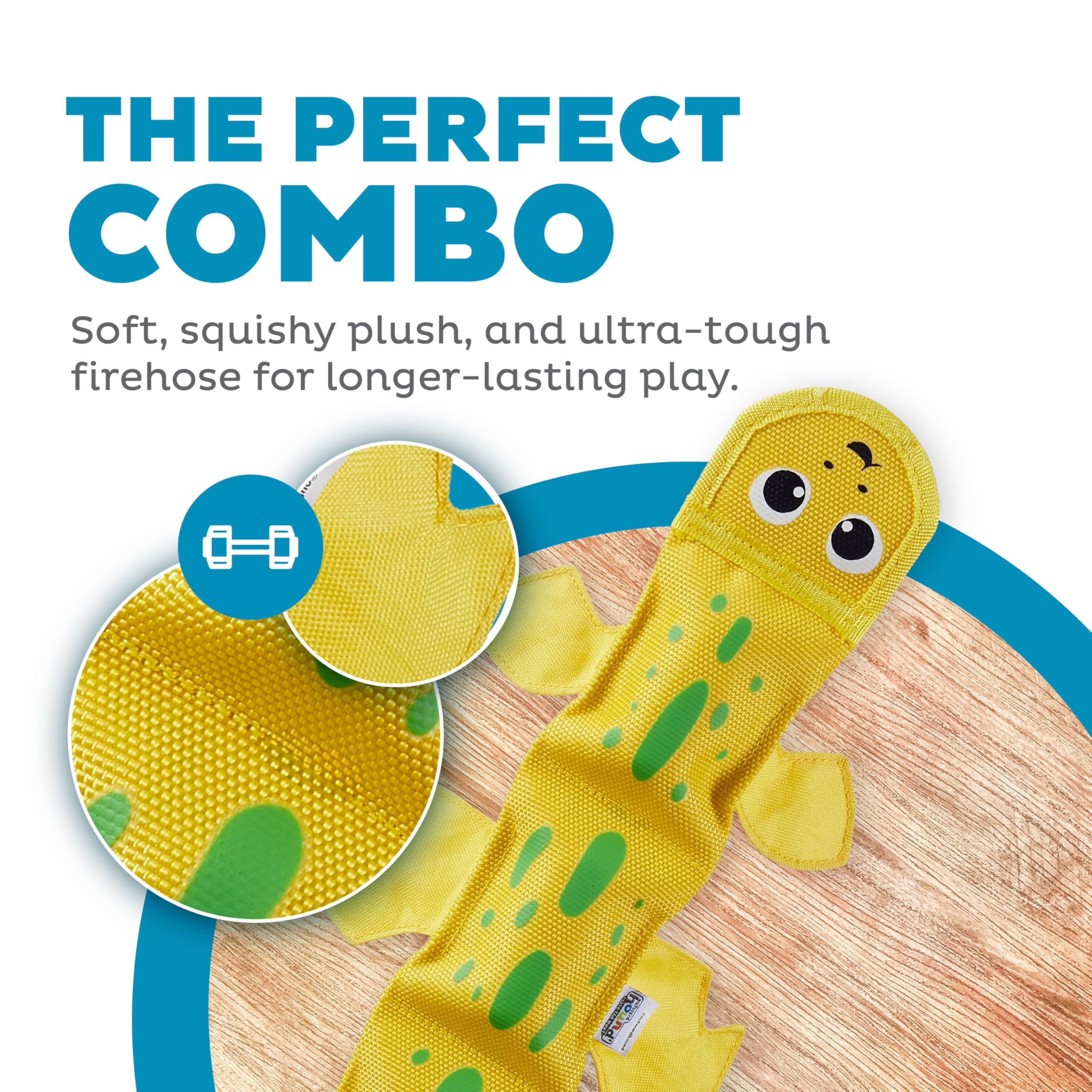 Outward Hound Fire Biterz Red Lizard Plush Firehose Material Interactive Dog Toy, Large