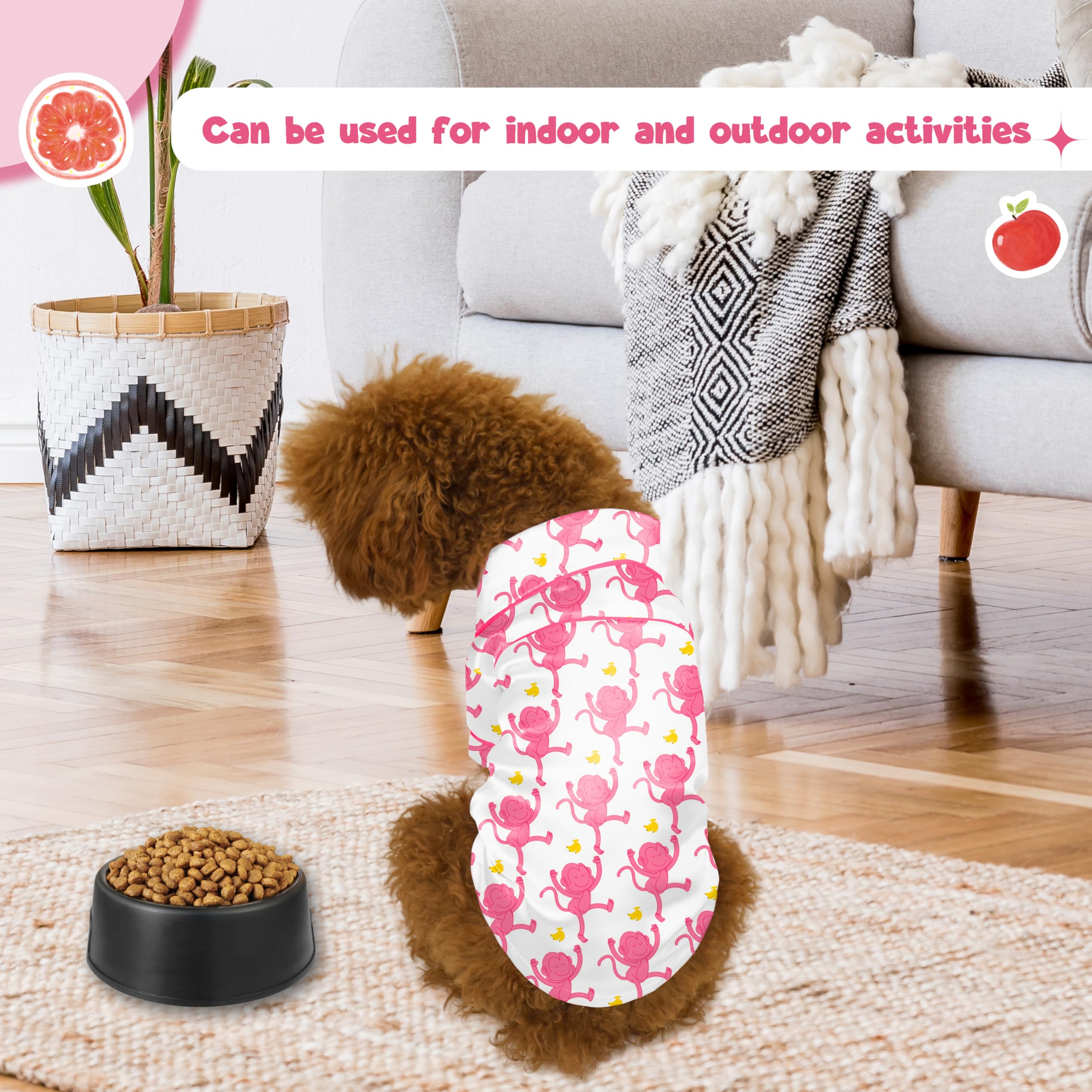 Dog Silk Pajamas Dog Shirts For Small Dogs Satin Pjs Two-Legged Puppy Clothes Lapel Sleepwear Cat Outfit (Pink Monkey, Xl)