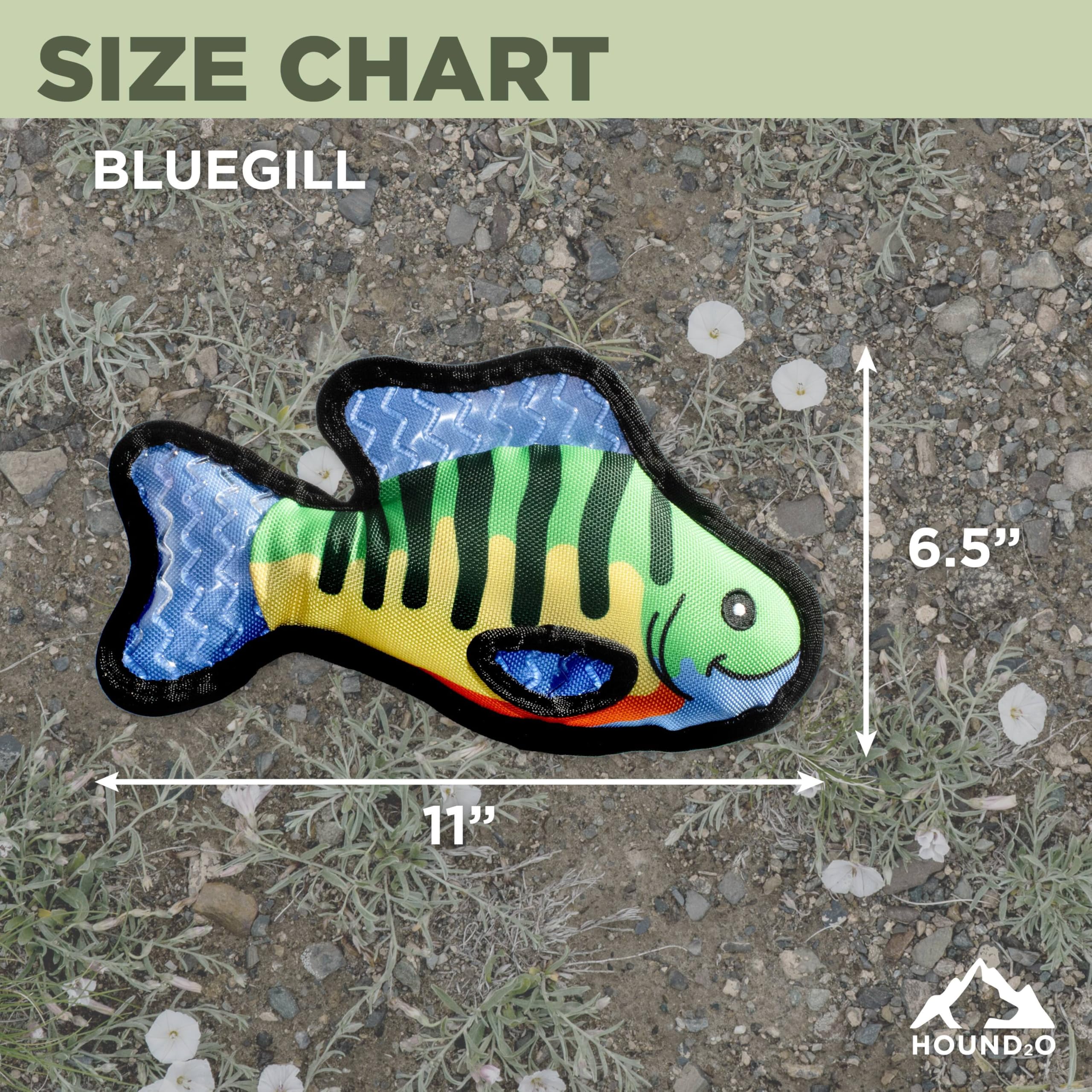 Hound2O Durable Plush Outdoor Toys For Dogs | Squeaky Plush Bluegill Fish | Fun Fishing Themed Dog Toy With Playful Squeaker