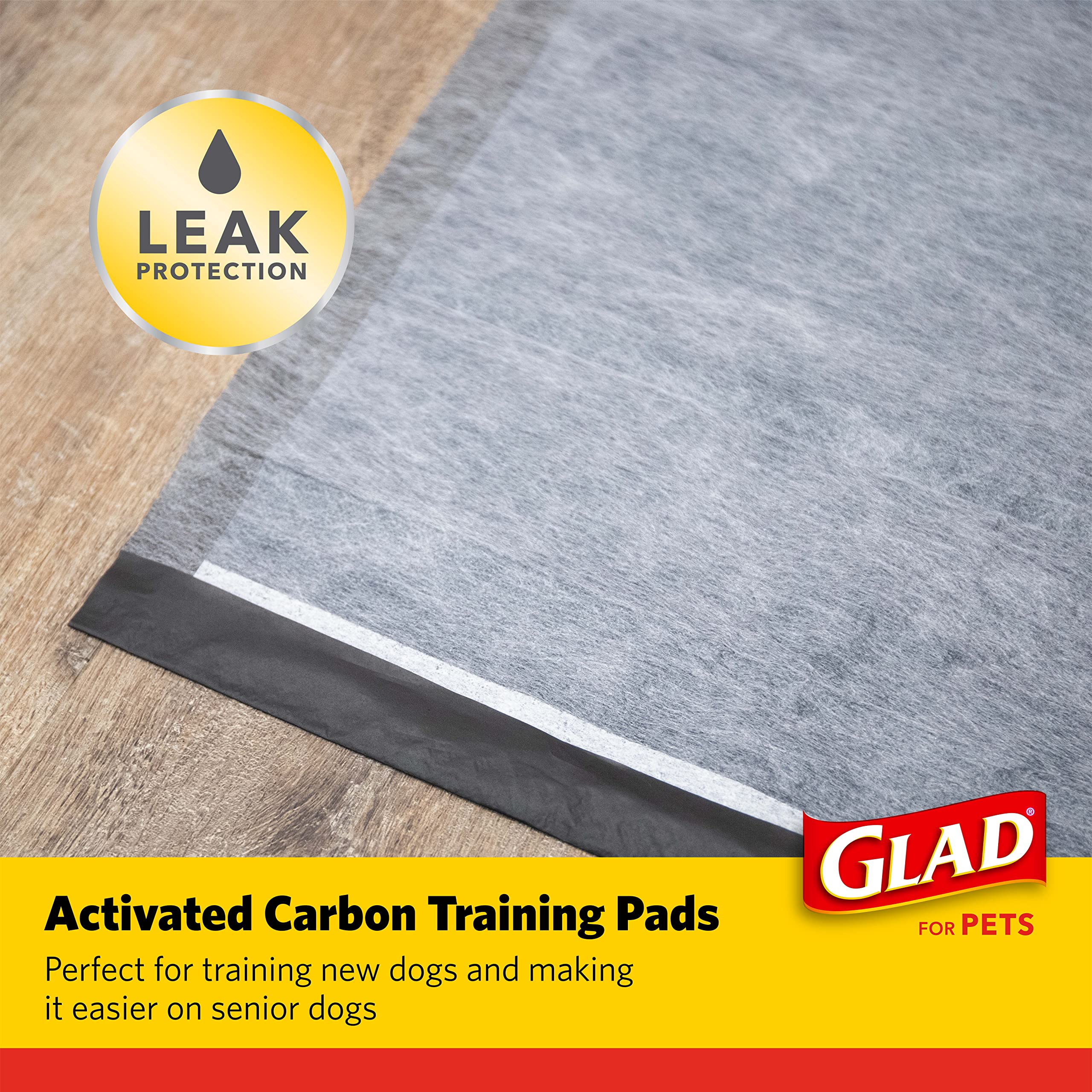 Glad For Pets Black Charcoal Training Pads For Dogs, 23' X 23' - Super Absorbent & Odor Neutralizing Dog Potty Pads, Leak-Resistant Puppy Pee Pads, Pheromone Attractant For Easy Training, Pack Of 100