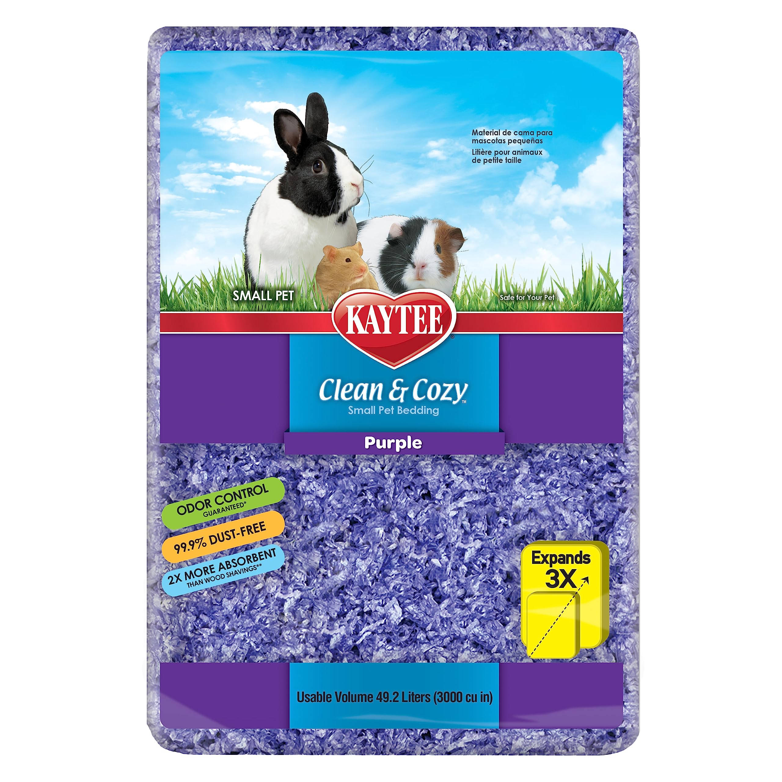 Kaytee Clean & Cozy Purple Bedding For Guinea Pigs, Rabbits, Hamsters, Gerbils And Chinchillas, 49.2 Liter