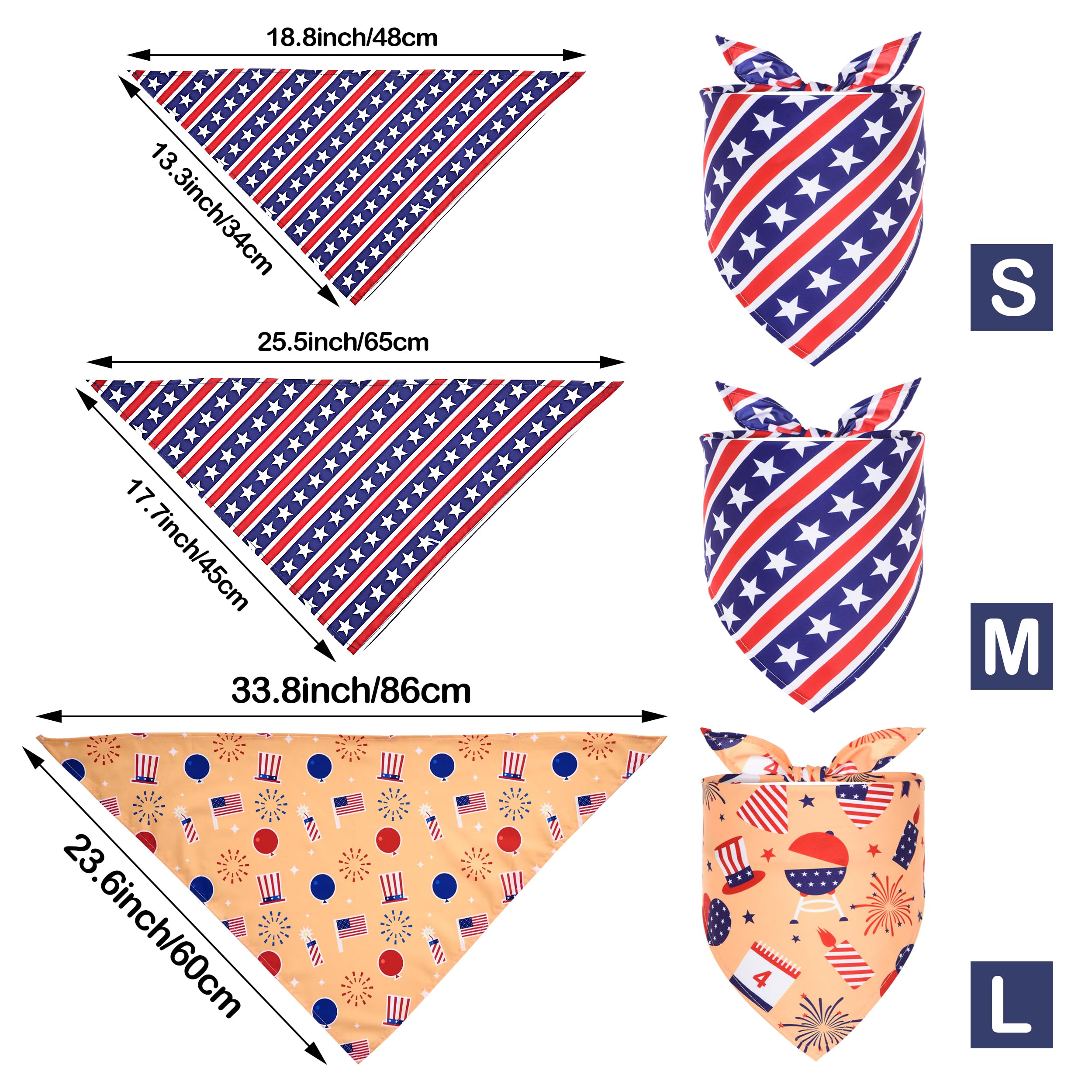 Jpgdn 10Pcs 4Th Of July Dog Bandanas American Flag Stars And Stripes Patriotic Balloons Pattern For Medium Boys Girls Independen